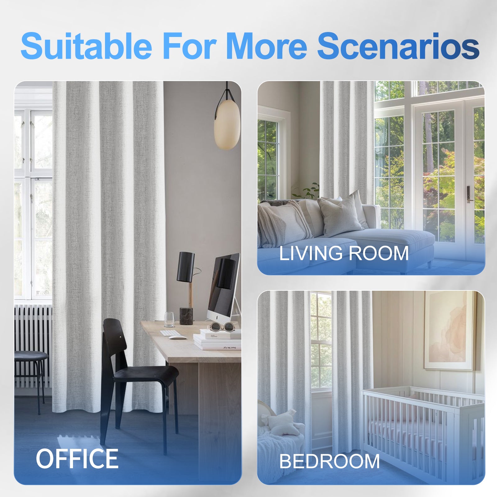 2 Pieces 100% Blackout Linen Curtains 140x175 cm Thermal