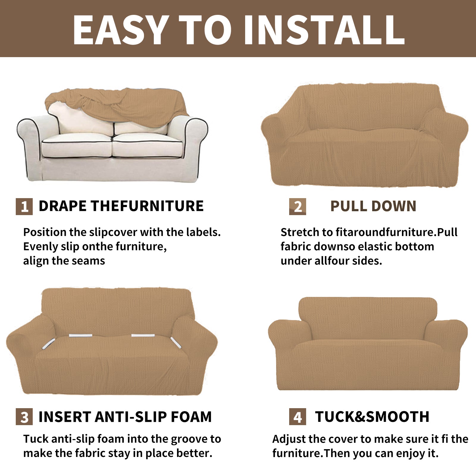 Copertura per divano a 3 posti YSTYLE Stretch 180-234 cm con motivo geometrico