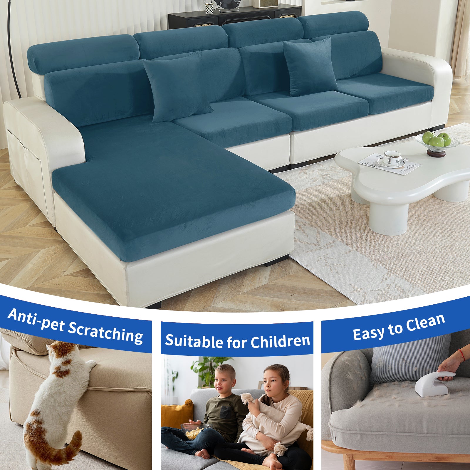 YSTYLE 2 pezzi Copricuscino in velluto - Elasticizzato, antiscivolo, universale per cuscini separati del divano