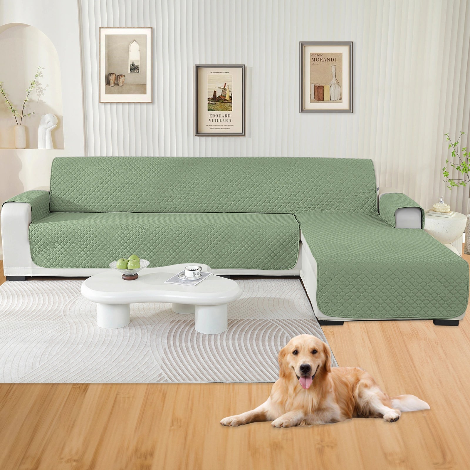 YSTYLE L-Shape for 3 Seater Waterproof Corner Sofa Cover , Non-Slip, Reversible Peninsula Design-Rhombic