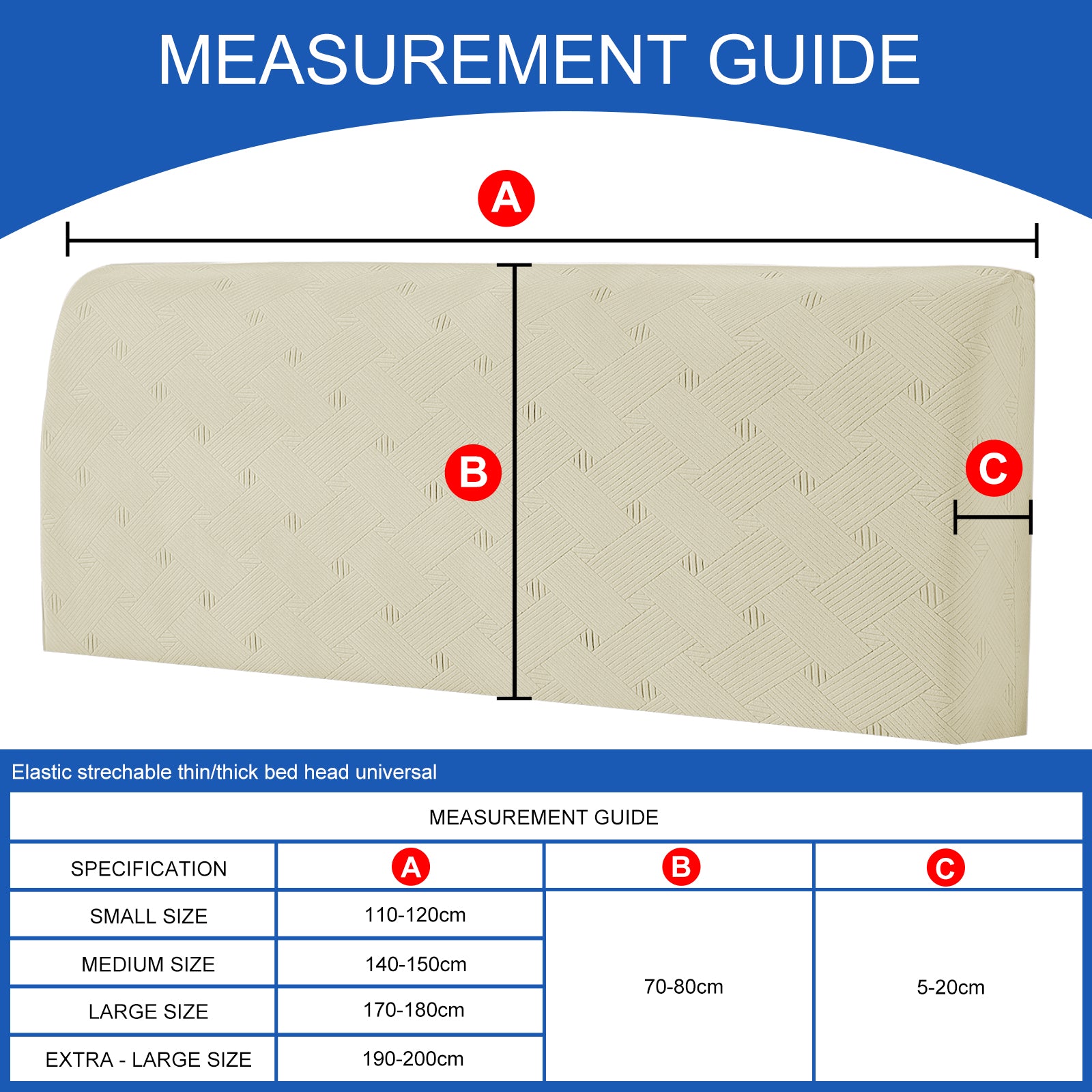 Ystyle 150cm Bed Headboard Cover, Elasticized Double/Single Bed Headboard Cover, Washable Double Bed Headboard Slipcover, Universal Dust-Proof Headboard Cover