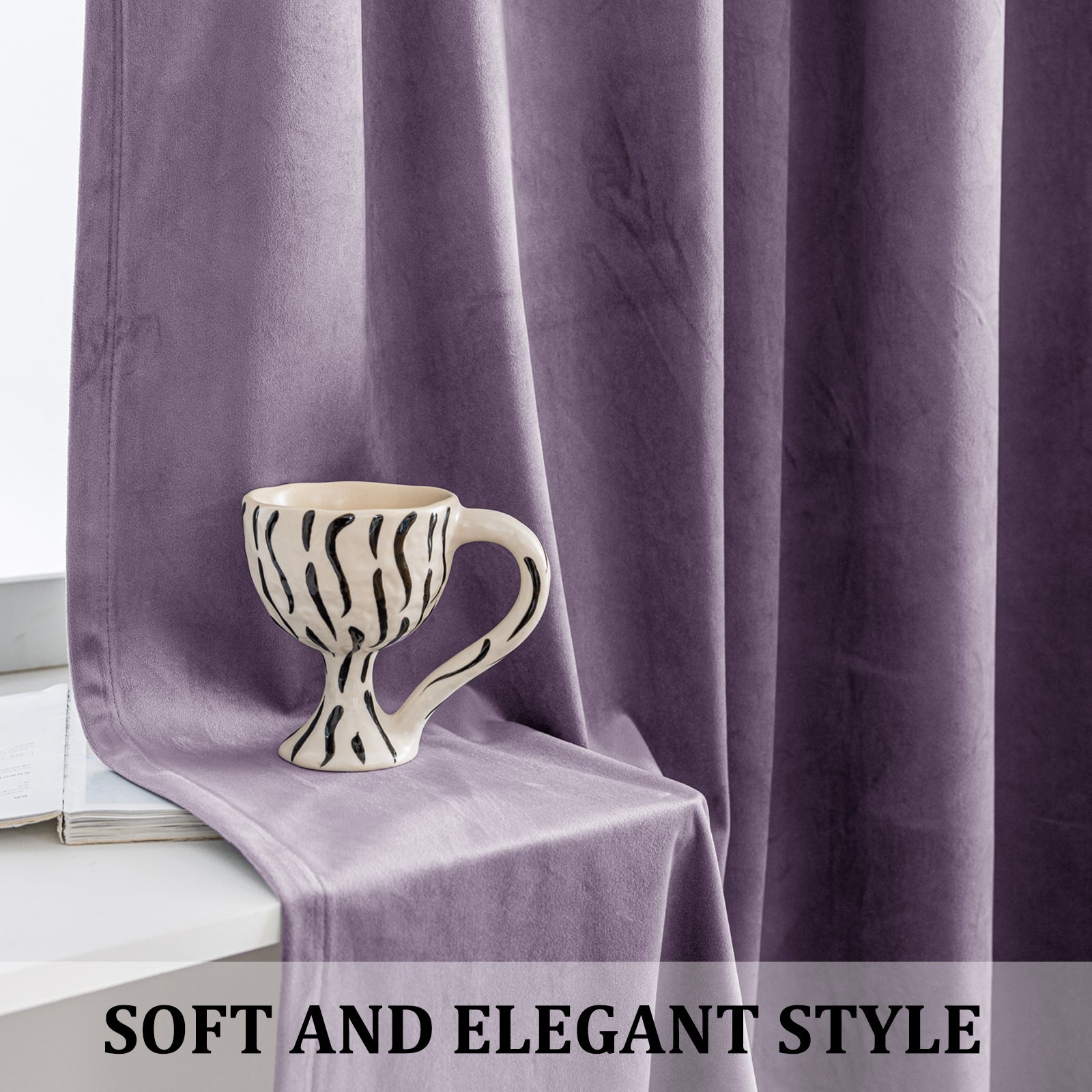 YSTYLE 2 Pieces Velvet Blackout Curtains Thermal Insulated-YSTYLE