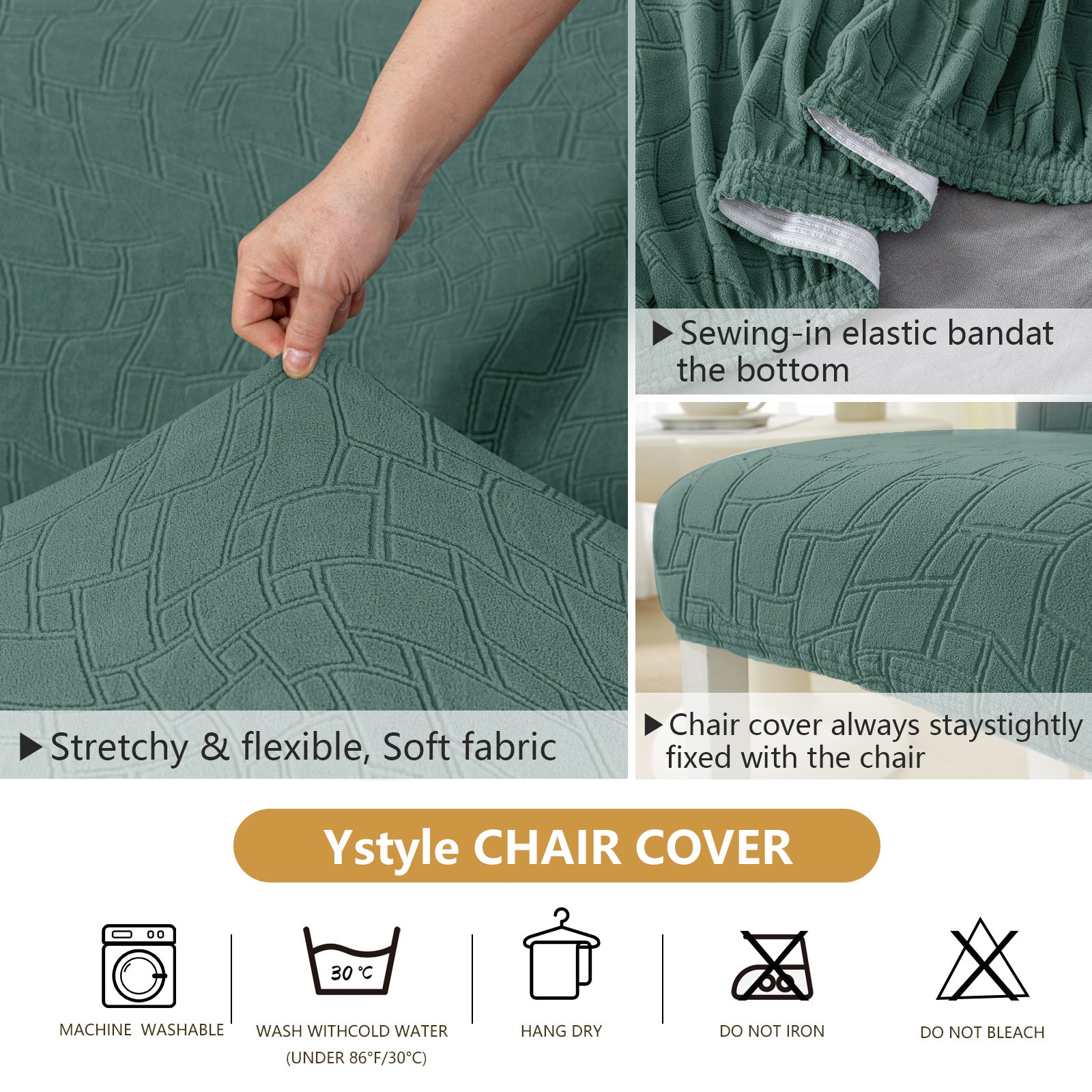 Ystyle 2-Piece Chair Covers with Backrest, Elastic Living Room Kitchen Chair Slipcovers, Soft Comfortable Anti-Scratch Chair Covers, Easy to Clean and Durable, Washable Removable