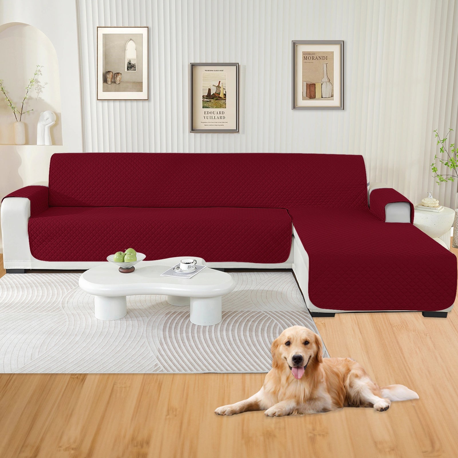 YSTYLE L-Shape for 3 Seater Waterproof Corner Sofa Cover , Non-Slip, Reversible Peninsula Design-Rhombic