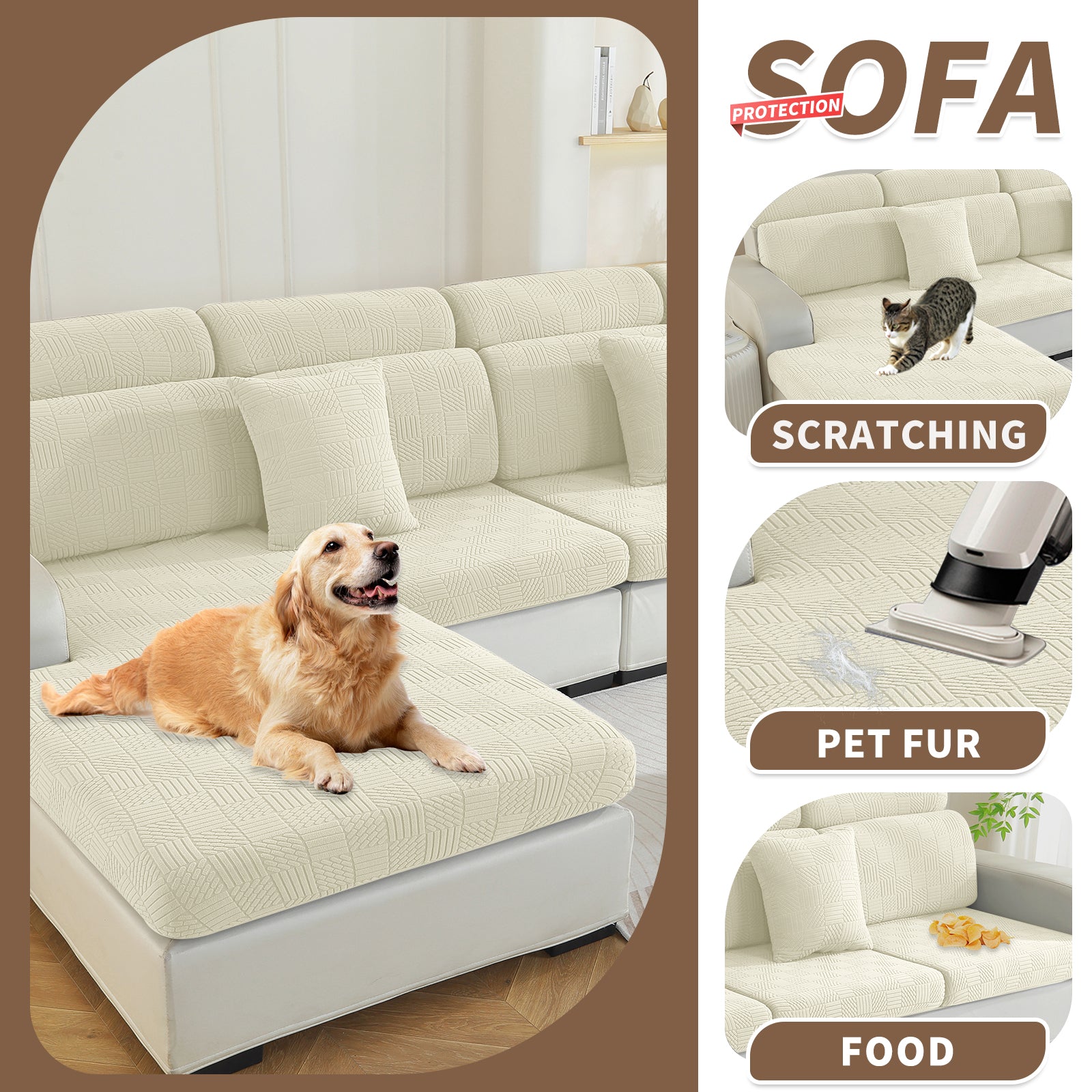 YSTYLE Copertura per sedile divano elasticizzata 3 posti motivo geometrico