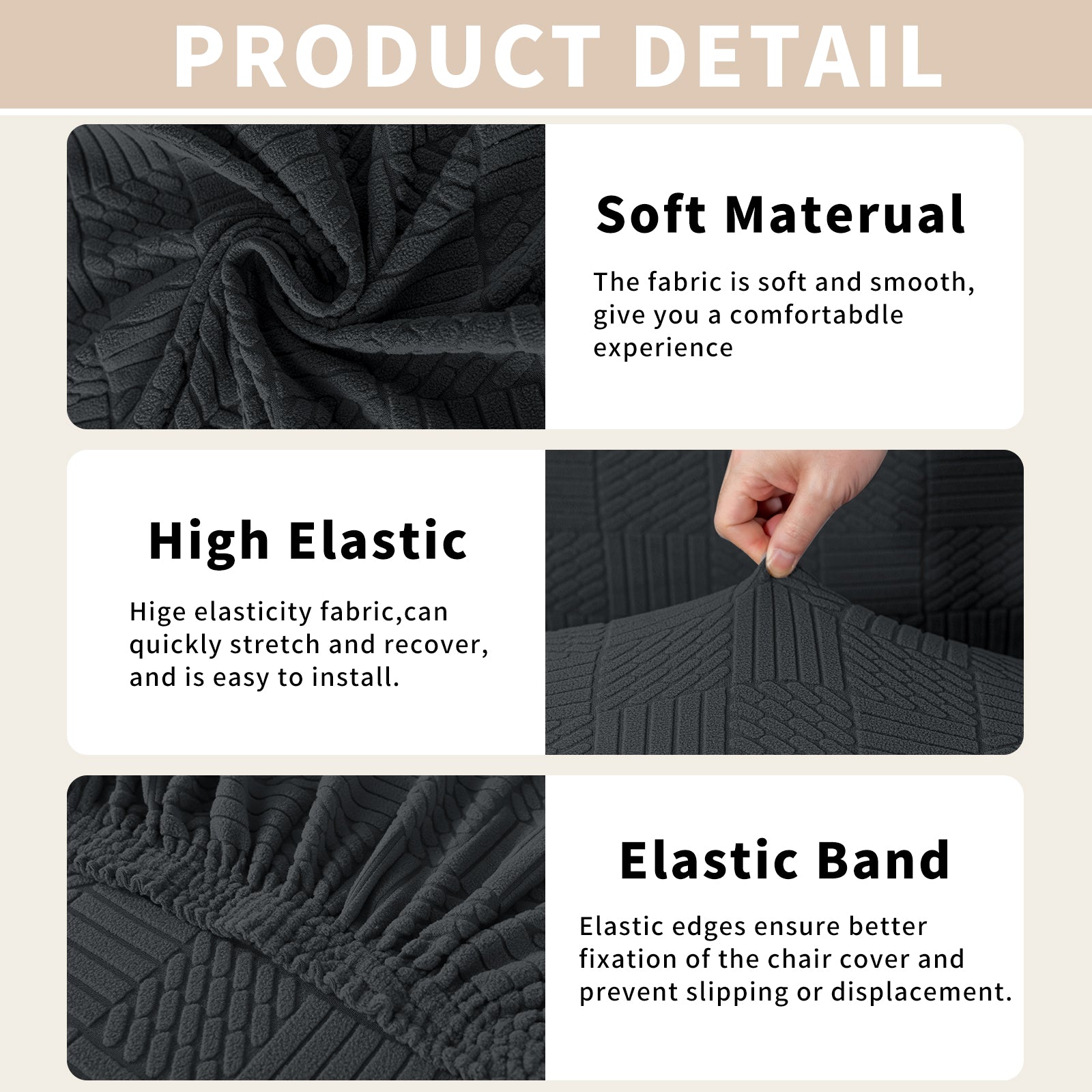 YSTYLE Universal 6 piezas fundas de silla, ajuste elástico, resistente a los arañazos, tela suave - cinco líneas.