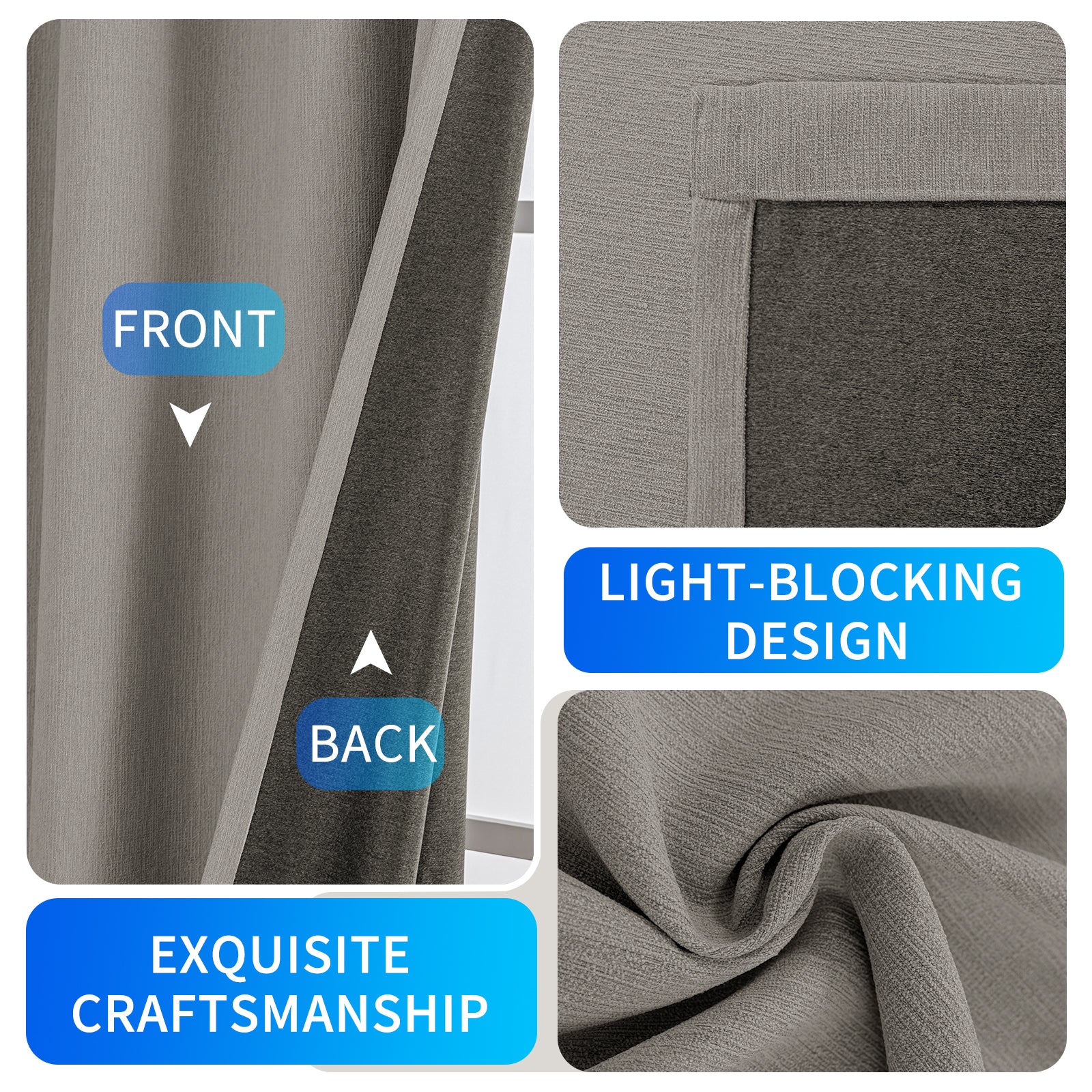 Ystyle 2 Pieces Linen Blackout Curtains 140x180 cm Thermal