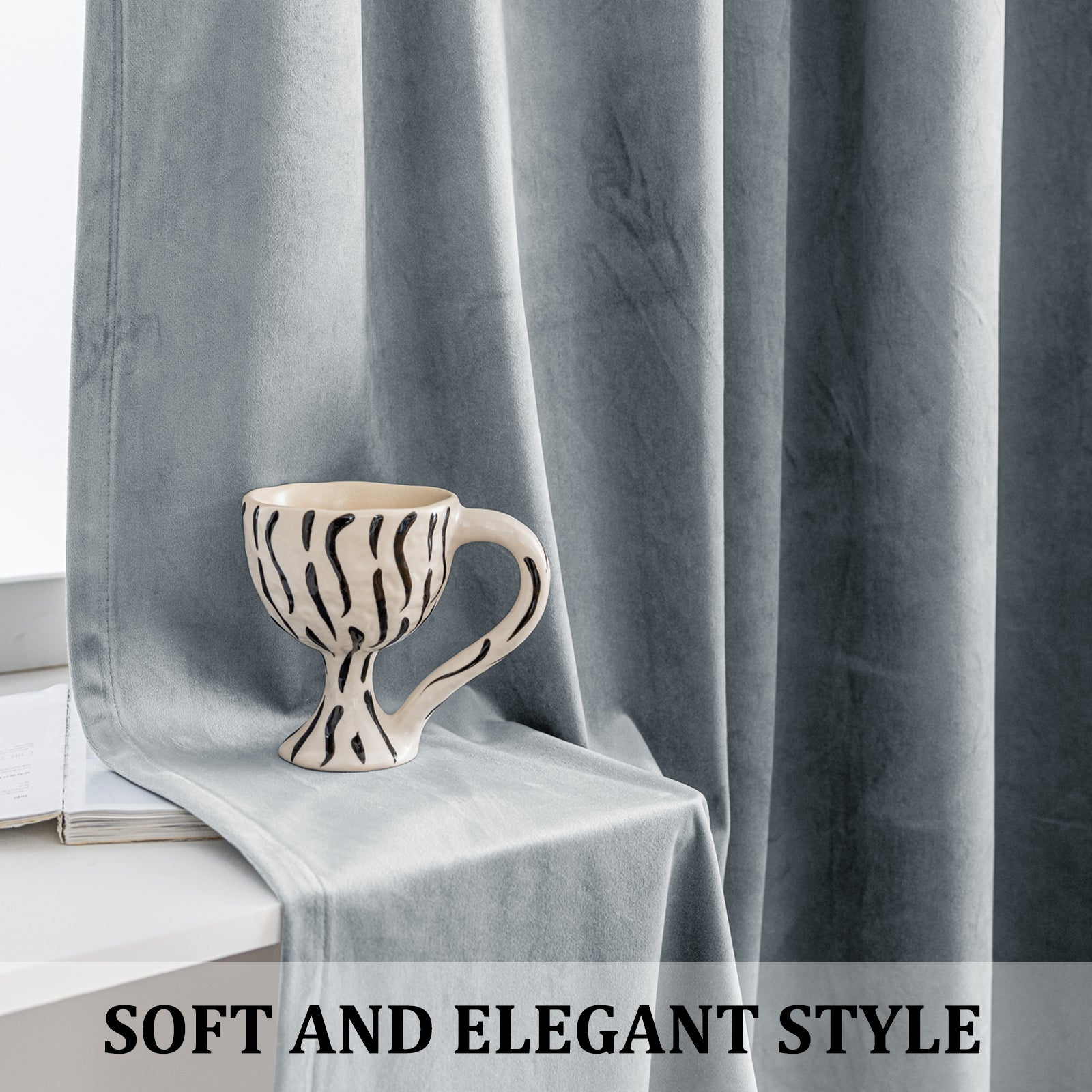 YSTYLE 2 Pieces Velvet Blackout Curtains Thermal Insulated-YSTYLE