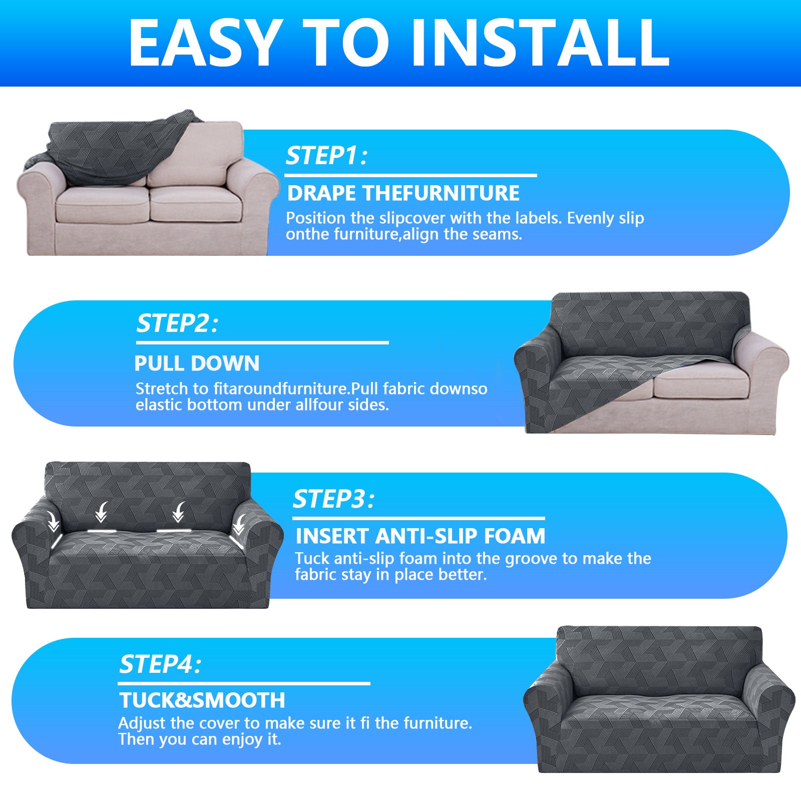 Ystyle Stretch 4 Seater Sofa Cover Super Elastic and Anti Slip-YSTYLE