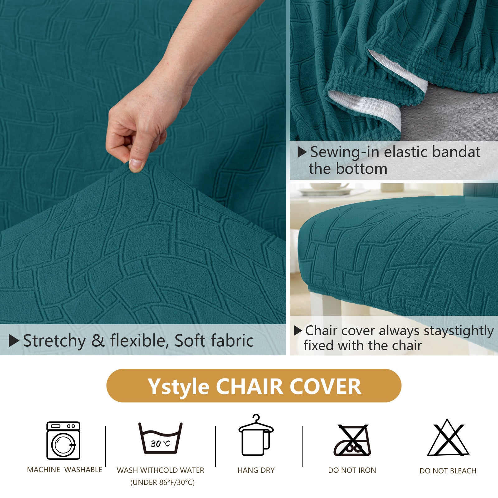 Ystyle 6 Pieces Stretch Chair Covers with Backrest Washable-YSTYLE