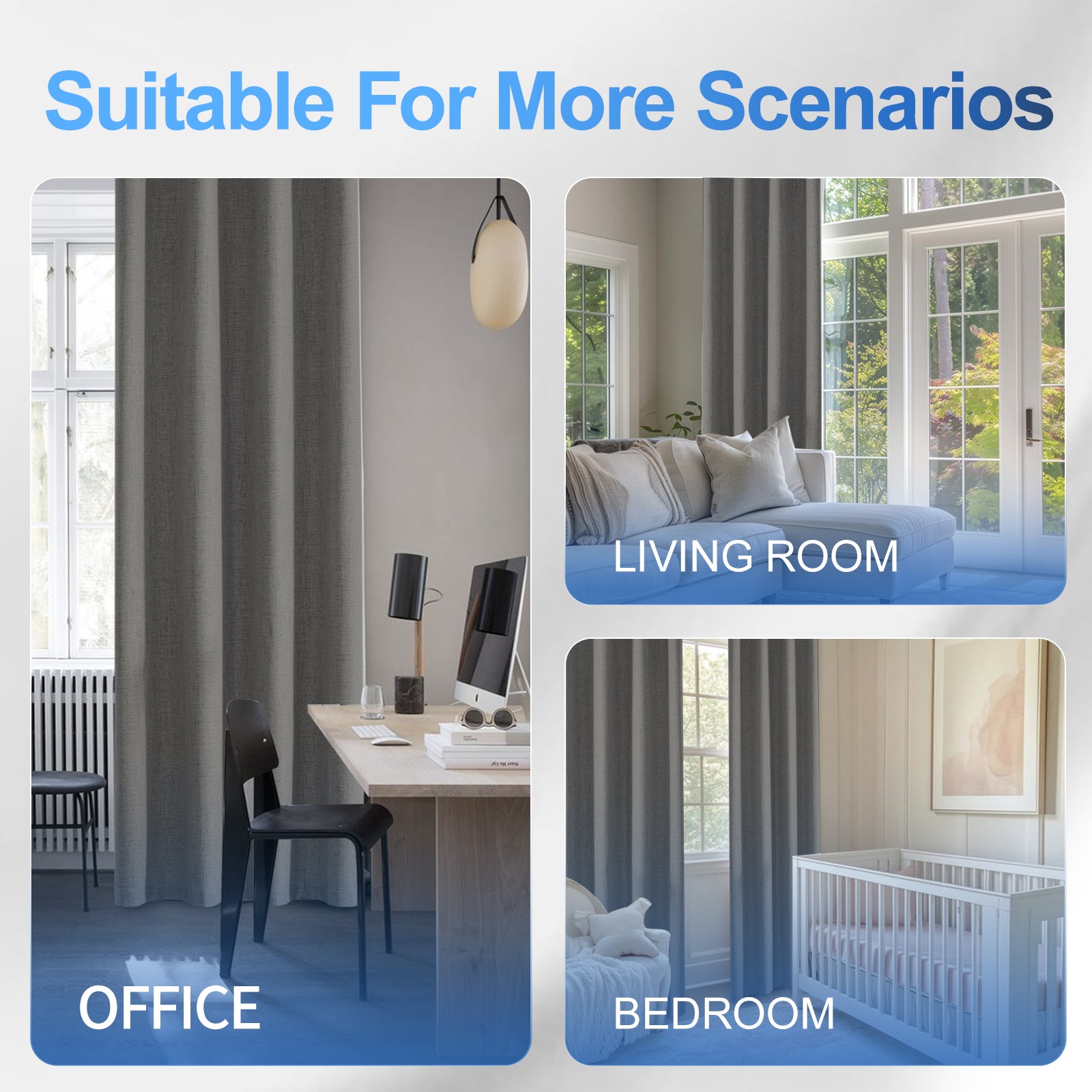 2 Pieces 100% Blackout Linen Curtains 140x175 cm Thermal