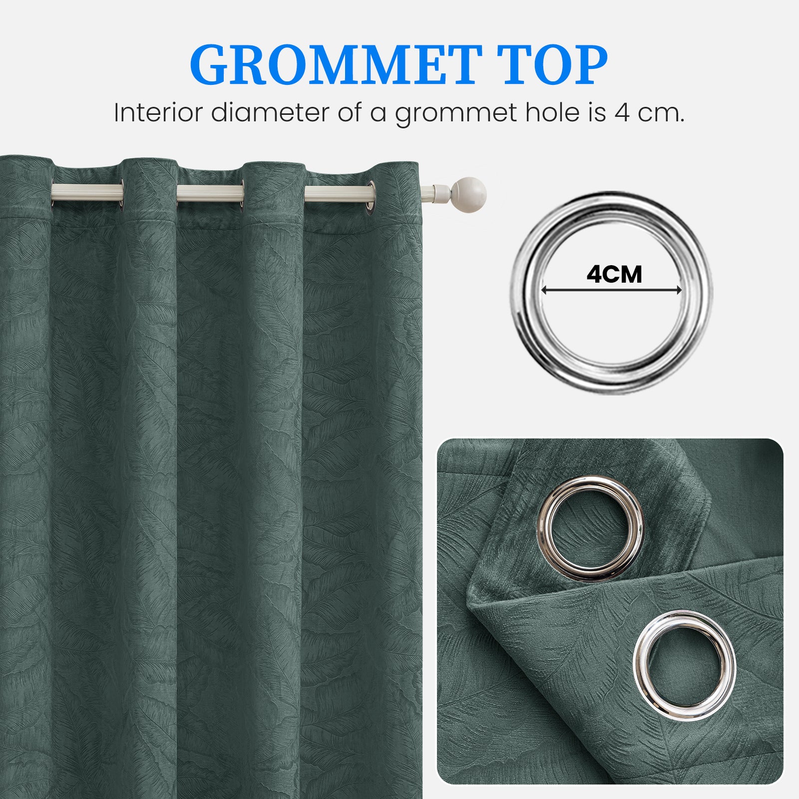 2 Pieces rideaux opacifiants with Stainless Steel Eyelets thermique Polyester Panels
