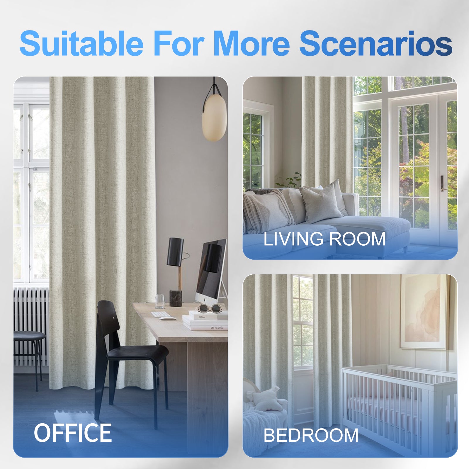 2 Pieces 100% Blackout Linen Curtains 140x175 cm Thermal