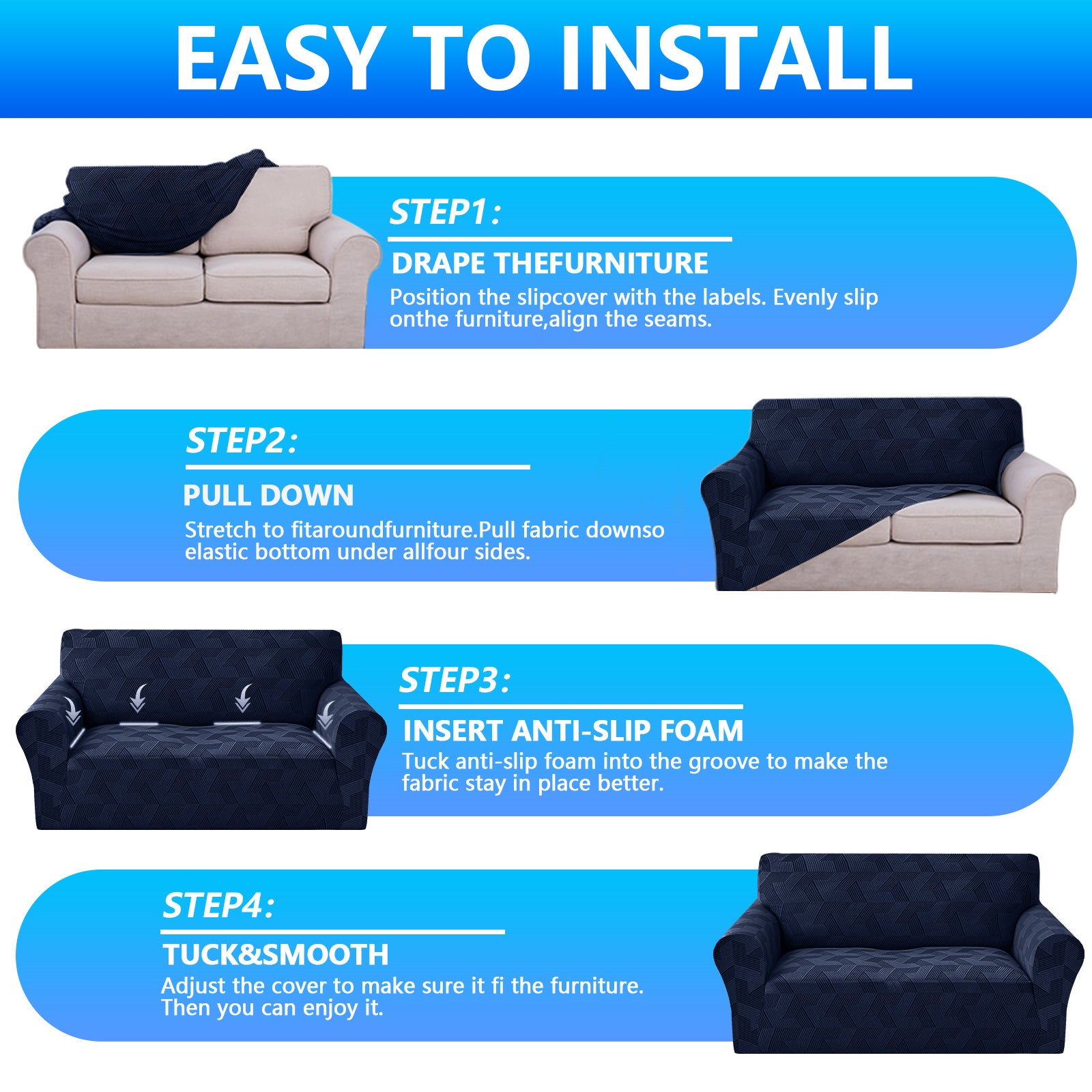 Ystyle Stretch 4 Seater Sofa Cover Super Elastic and Anti Slip-YSTYLE