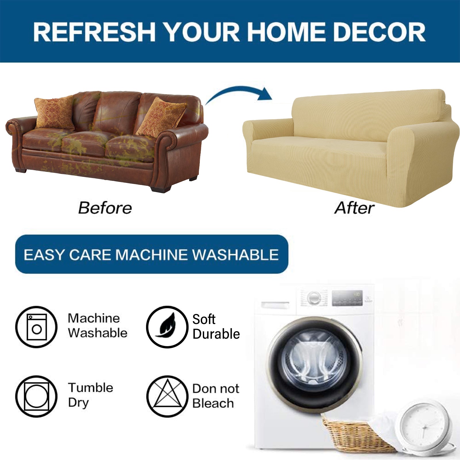 YSTYLE Stretch 2-Sitzer Sofa Bezug mit Armlehnen Anti-Rutsch