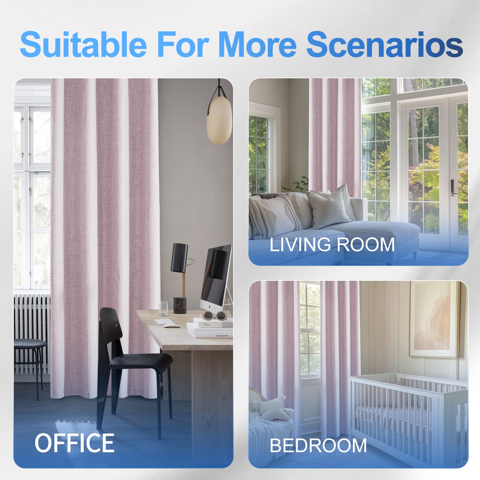 2 Pieces 100% Blackout Linen Curtains 140x175 cm Thermal