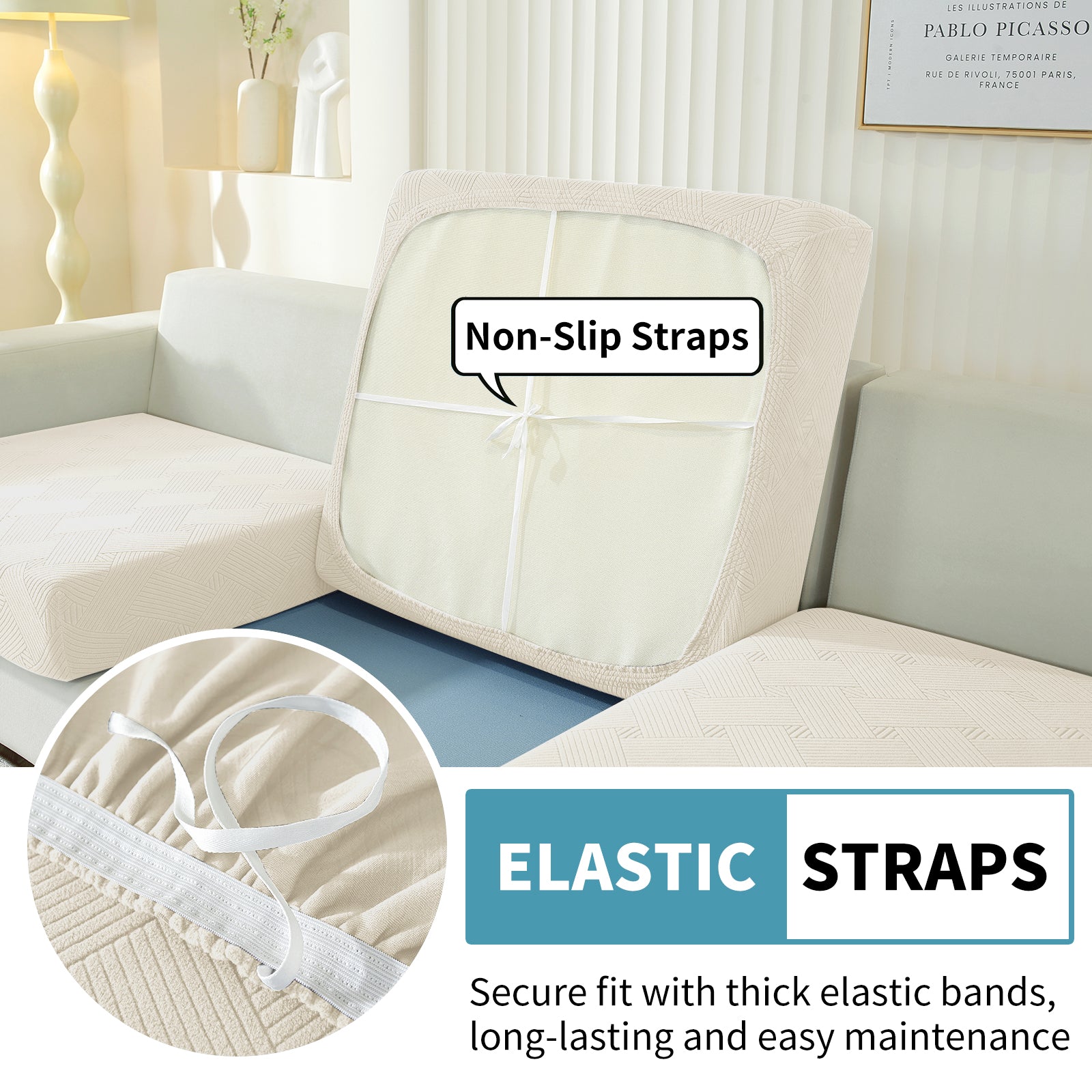 YSTYLE Sofá 1 Pieza Manta para Asiento – Ajuste Elástico, Antideslizante, Patrón Geométrico, Uso Universal, Protección Total - Patrón Entrelazado