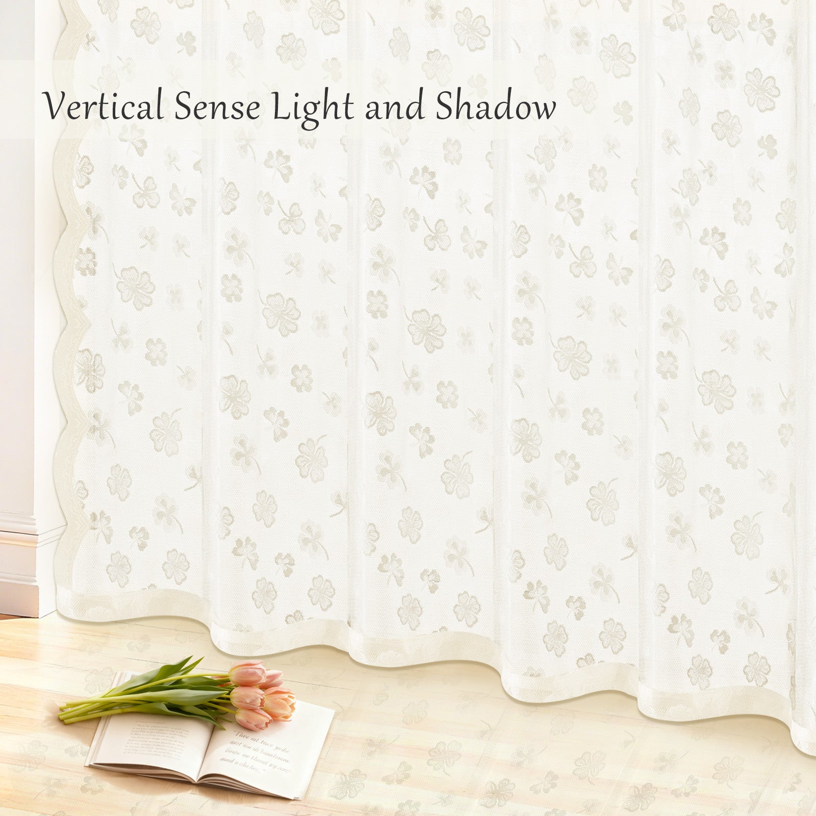 Ystyle 2 Panels Set, Semi-Sheer Indoor Curtains, 70x240cm, Classic Lace Voile Curtains with Rod Pocket, Lightweight