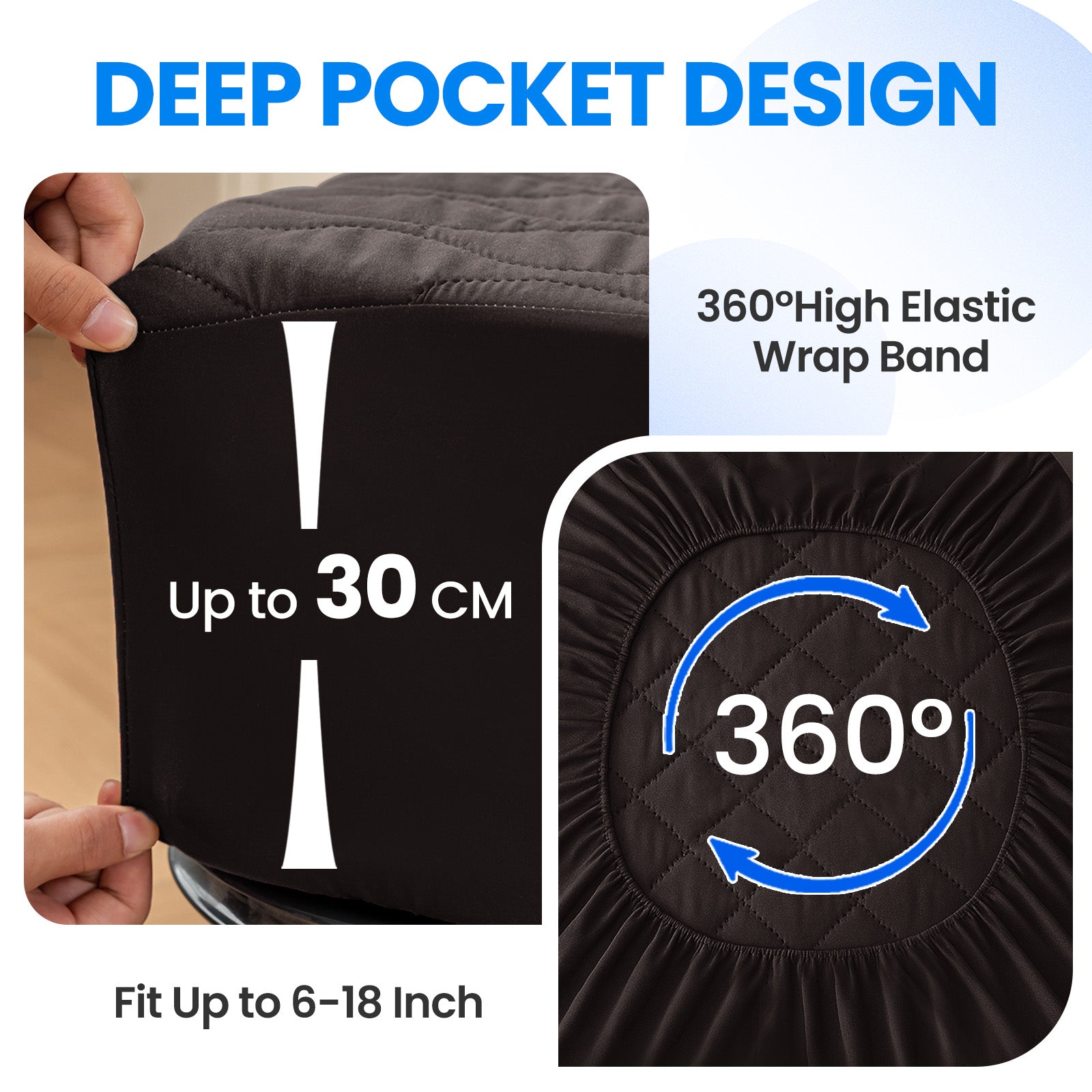 Waterproof Quilted Mattress Protector 90x200cm with Deep Pocket