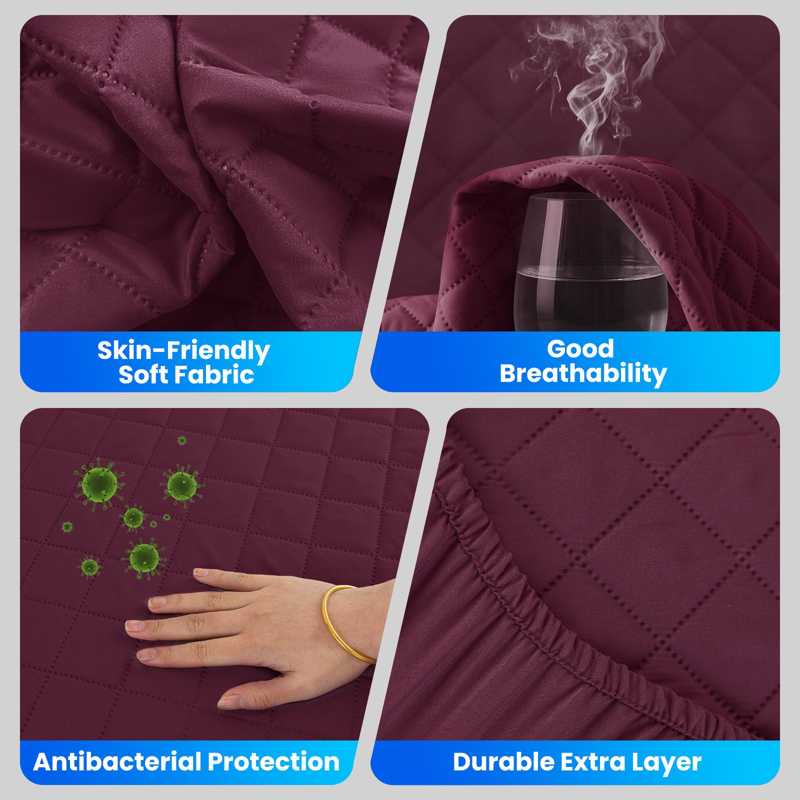 Waterproof Mattress Protector 90x190cm with Deep Pocket