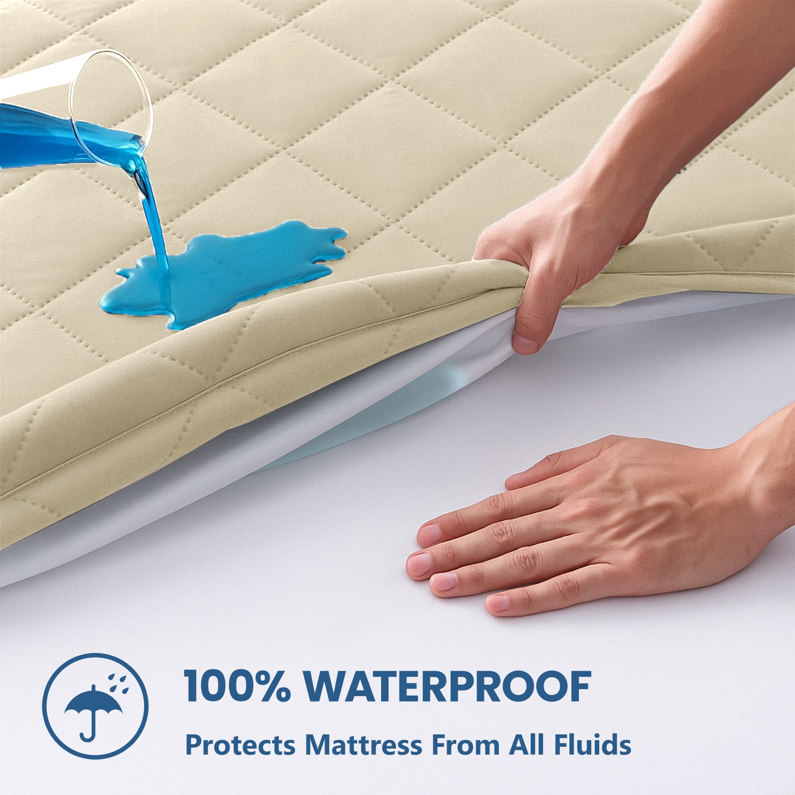 Waterproof Quilted Mattress Protector with Deep Pocket Elastic Fit