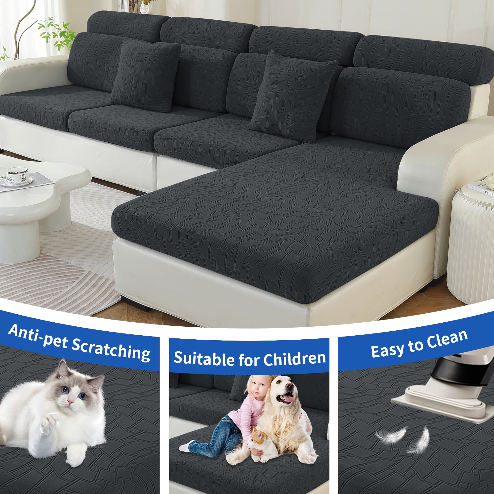 YSTYLE 2 pezzi Copertura per sedile divano elasticizzata 1 posto geometrico anti-scivolo