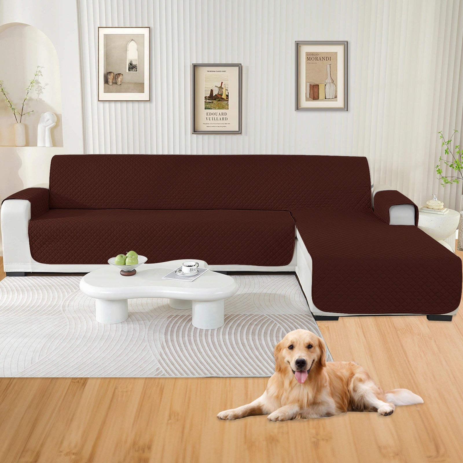 YSTYLE L-Shape for 3 Seater Waterproof Corner Sofa Cover , Non-Slip, Reversible Peninsula Design-Rhombic