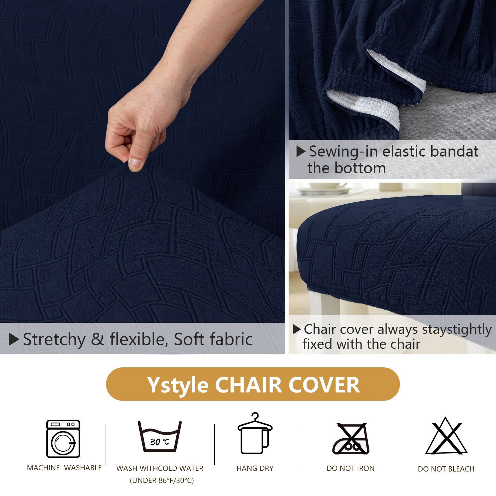 Ystyle 2-Piece Chair Covers with Backrest, Elastic Living Room Kitchen Chair Slipcovers, Soft Comfortable Anti-Scratch Chair Covers, Easy to Clean and Durable, Washable Removable