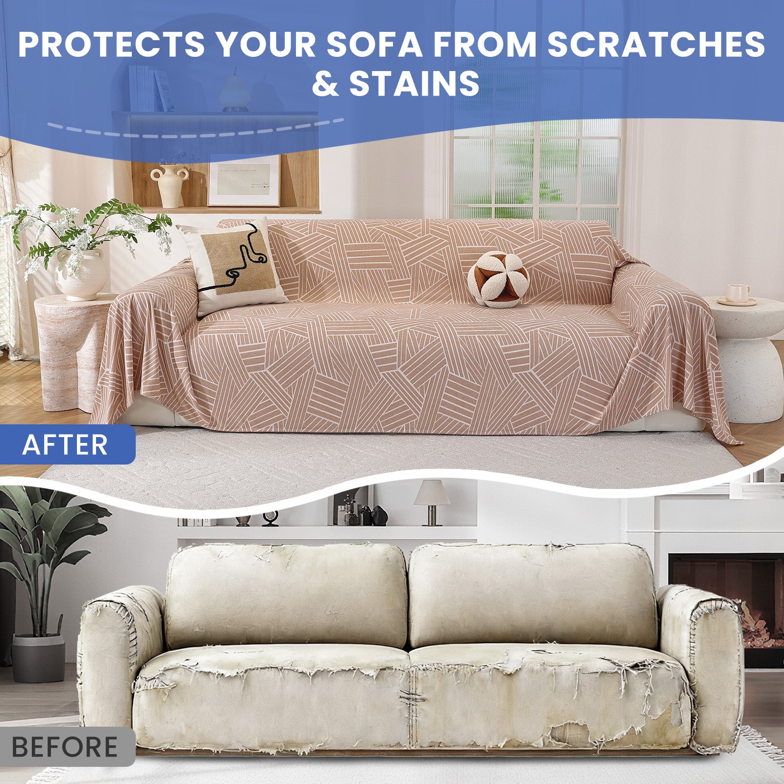 Ystyle Sofa Cover 180x280 CM, Non-Slip Full Sofa Protector, Cat Scratch-Resistant Sofa Cover, Washable Stain-Proof Sofa Slipcover, Ideal as Decorative Throw or Picnic Blanket
