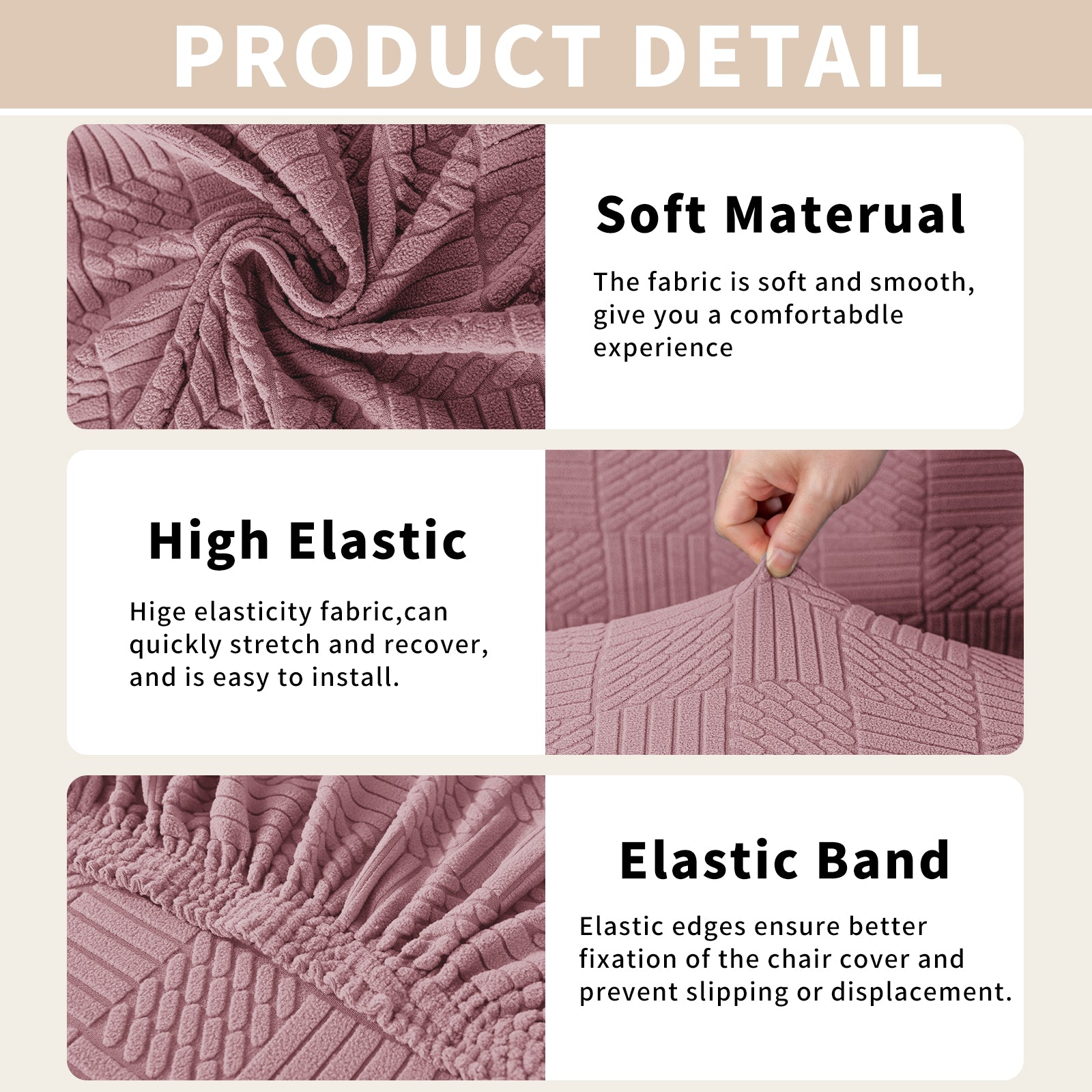 YSTYLE Universal 6 piezas fundas de silla, ajuste elástico, resistente a los arañazos, tela suave - cinco líneas.