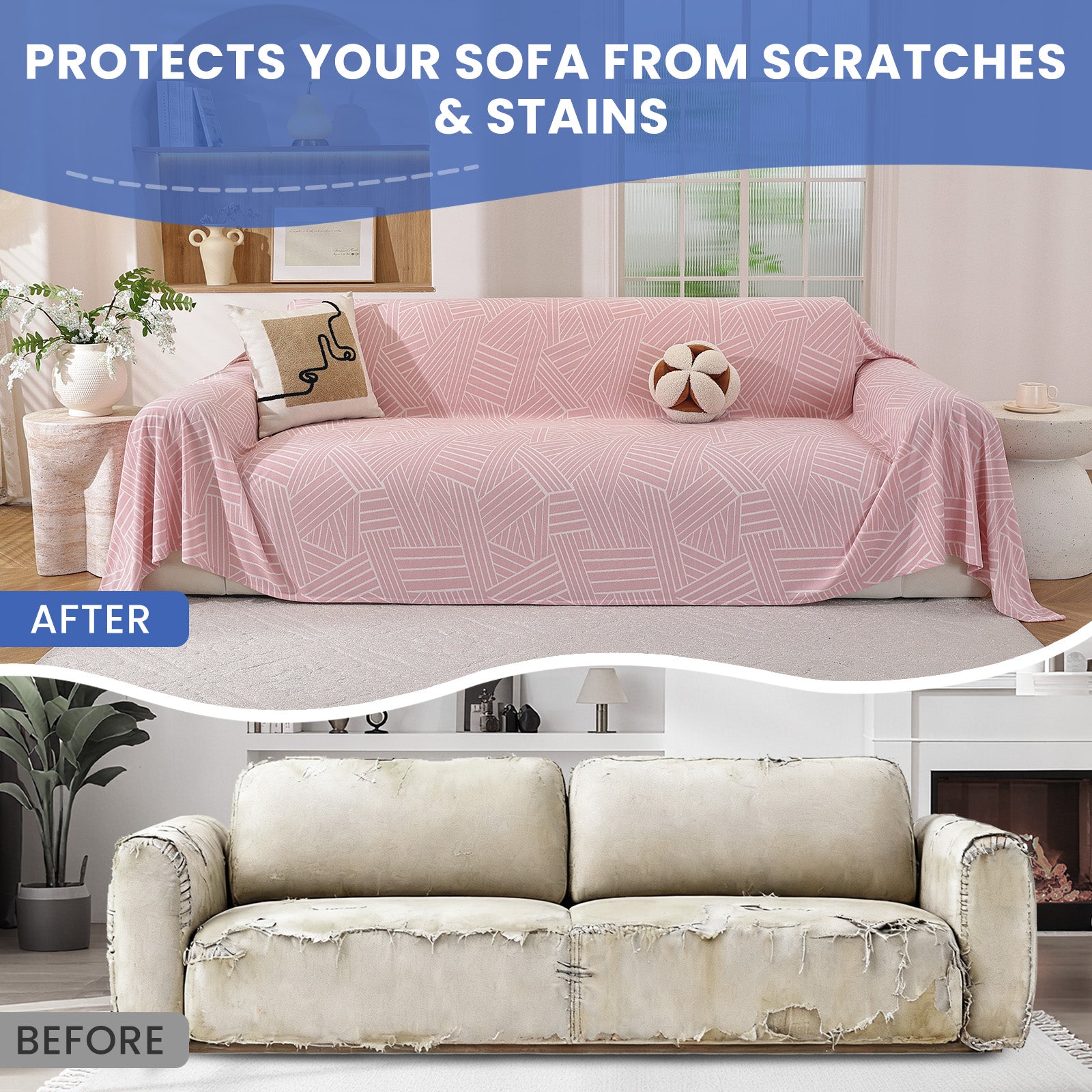 Ystyle Sofa Cover 180x280 CM, Non-Slip Full Sofa Protector, Cat Scratch-Resistant Sofa Cover, Washable Stain-Proof Sofa Slipcover, Ideal as Decorative Throw or Picnic Blanket