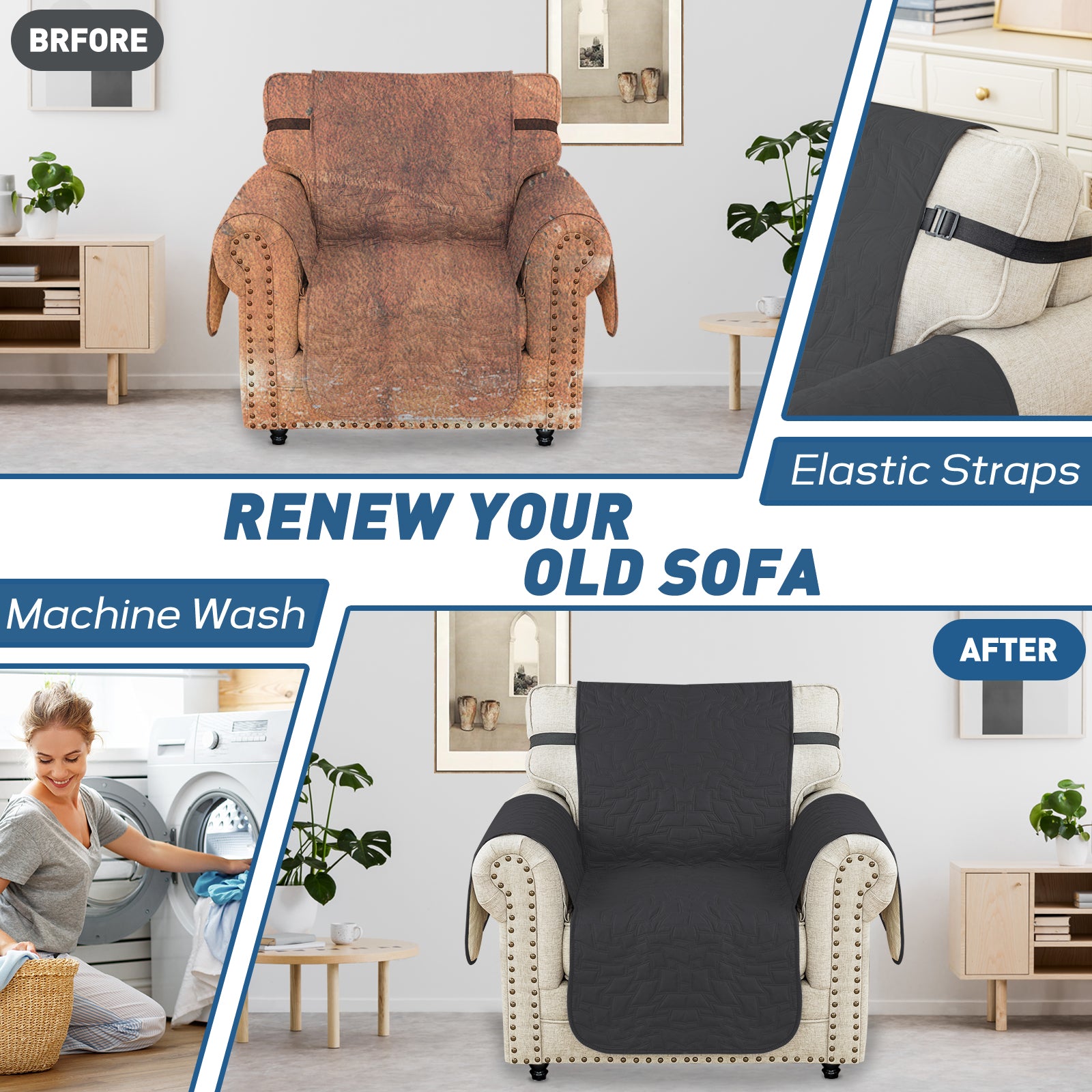 Copertura Impermeabile per Poltrona Singola con Braccioli e Funzione Antiscivolo | YSTYLE