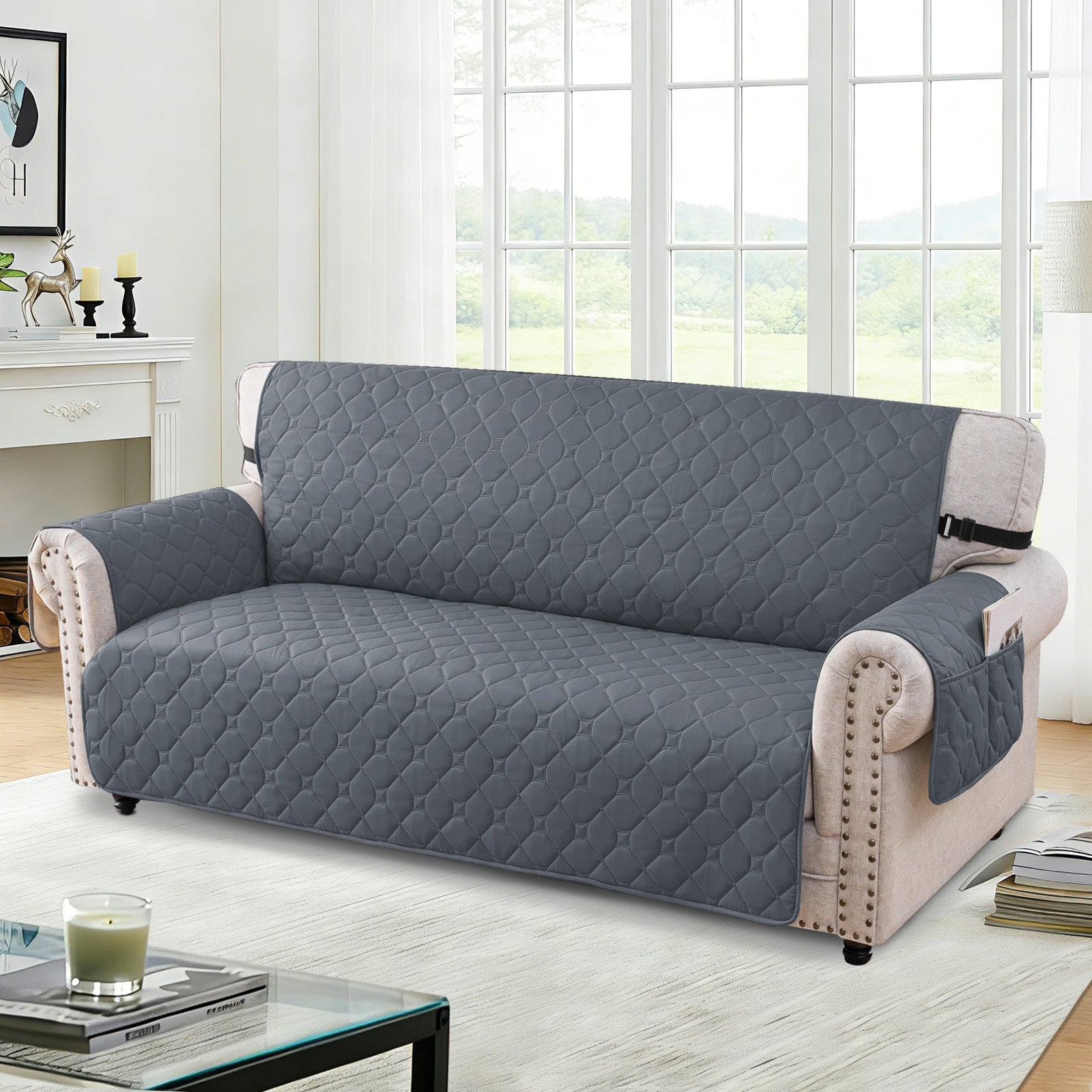 YSTYLE Waterproof 2 Seater Armchair Cover with Pockets Non Slip