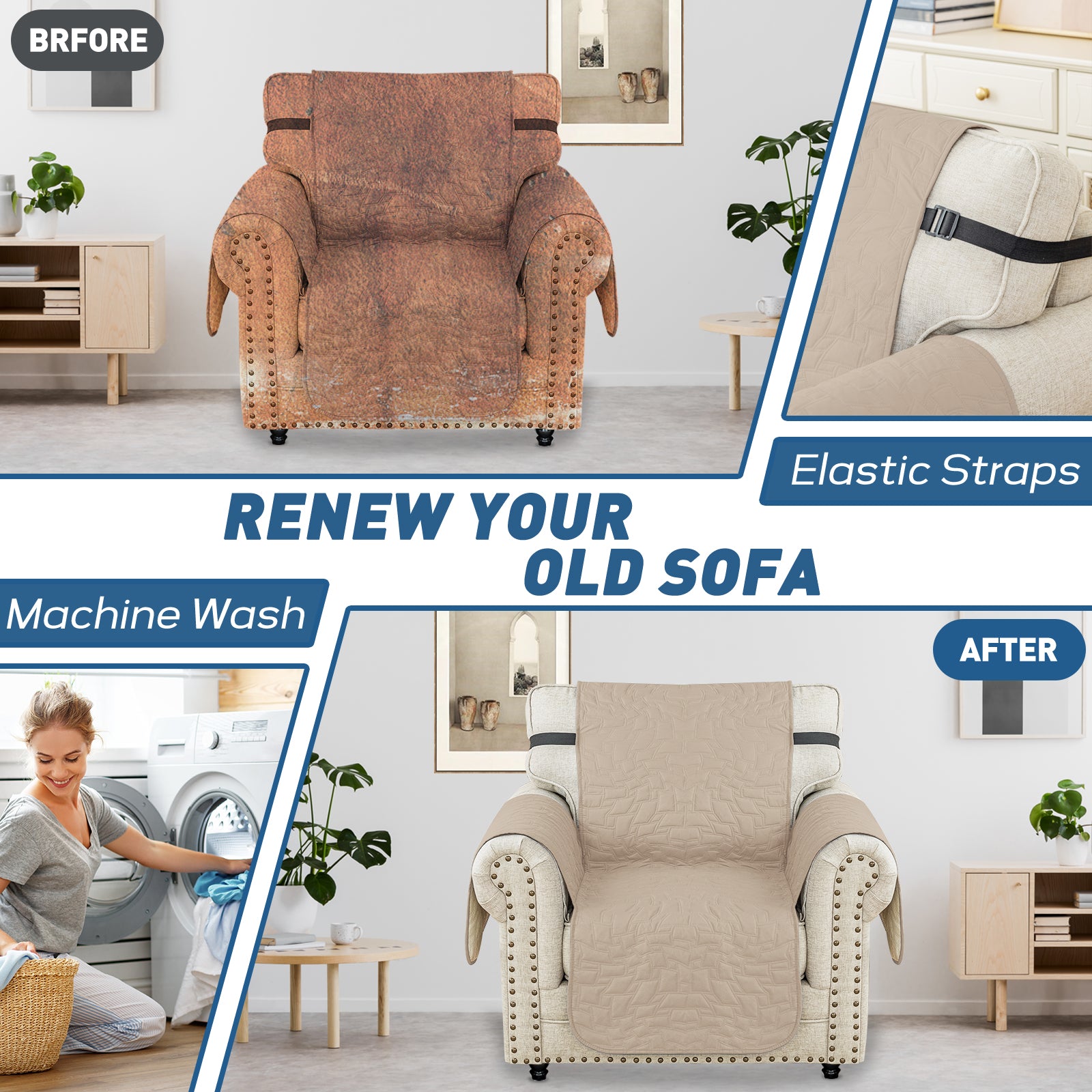 Copertura Impermeabile per Poltrona Singola con Braccioli e Funzione Antiscivolo | YSTYLE