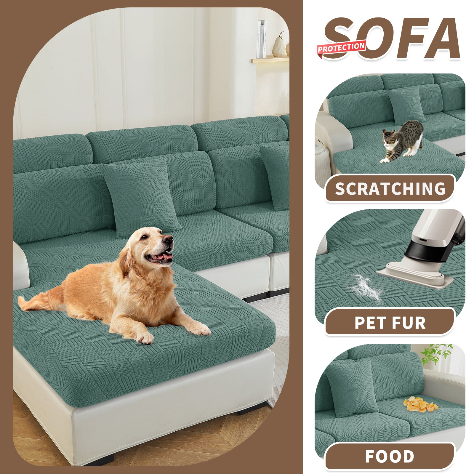 YSTYLE Copertura per sedile divano elasticizzata 3 posti motivo geometrico