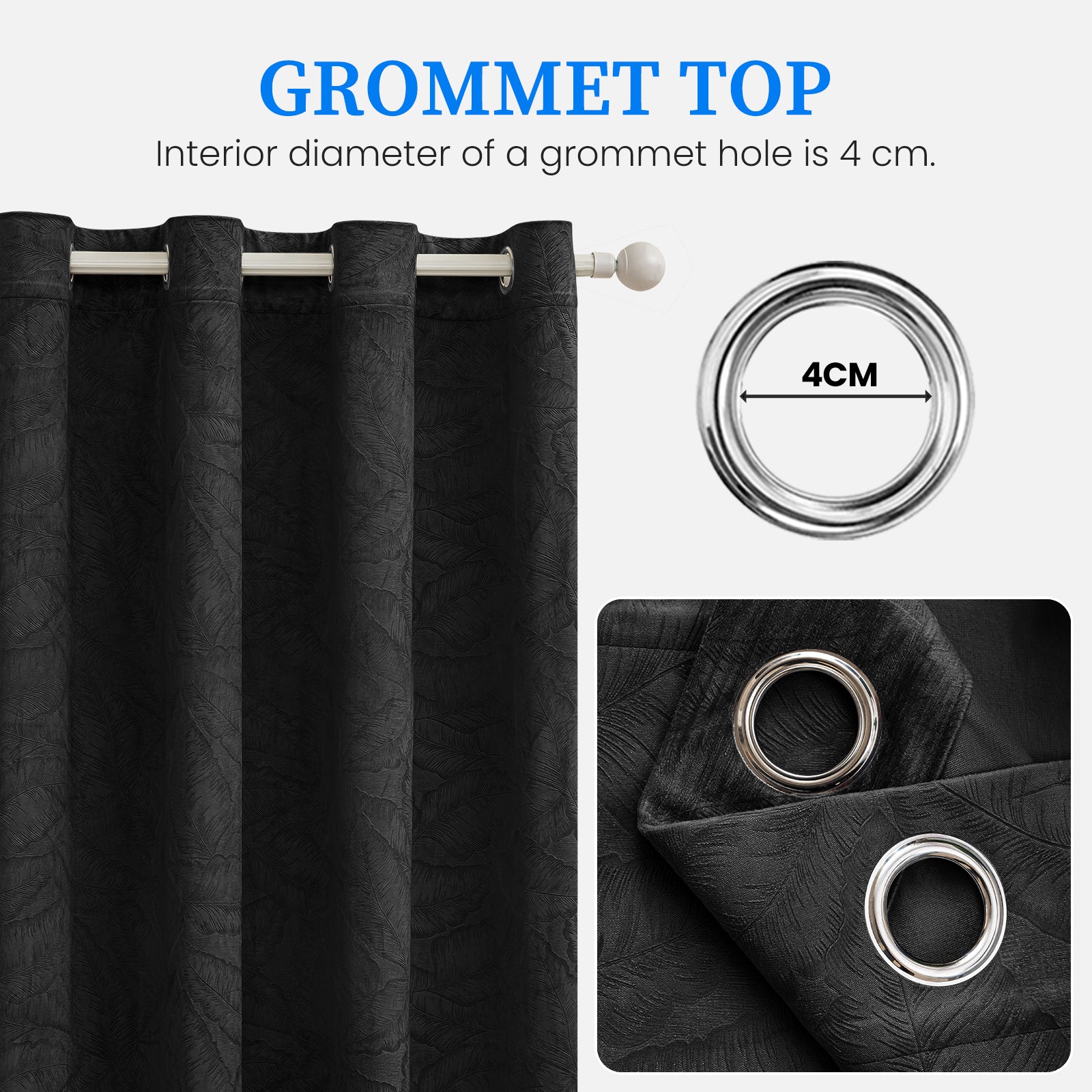 2 Pieces rideaux opacifiants with Stainless Steel Eyelets thermique Polyester Panels