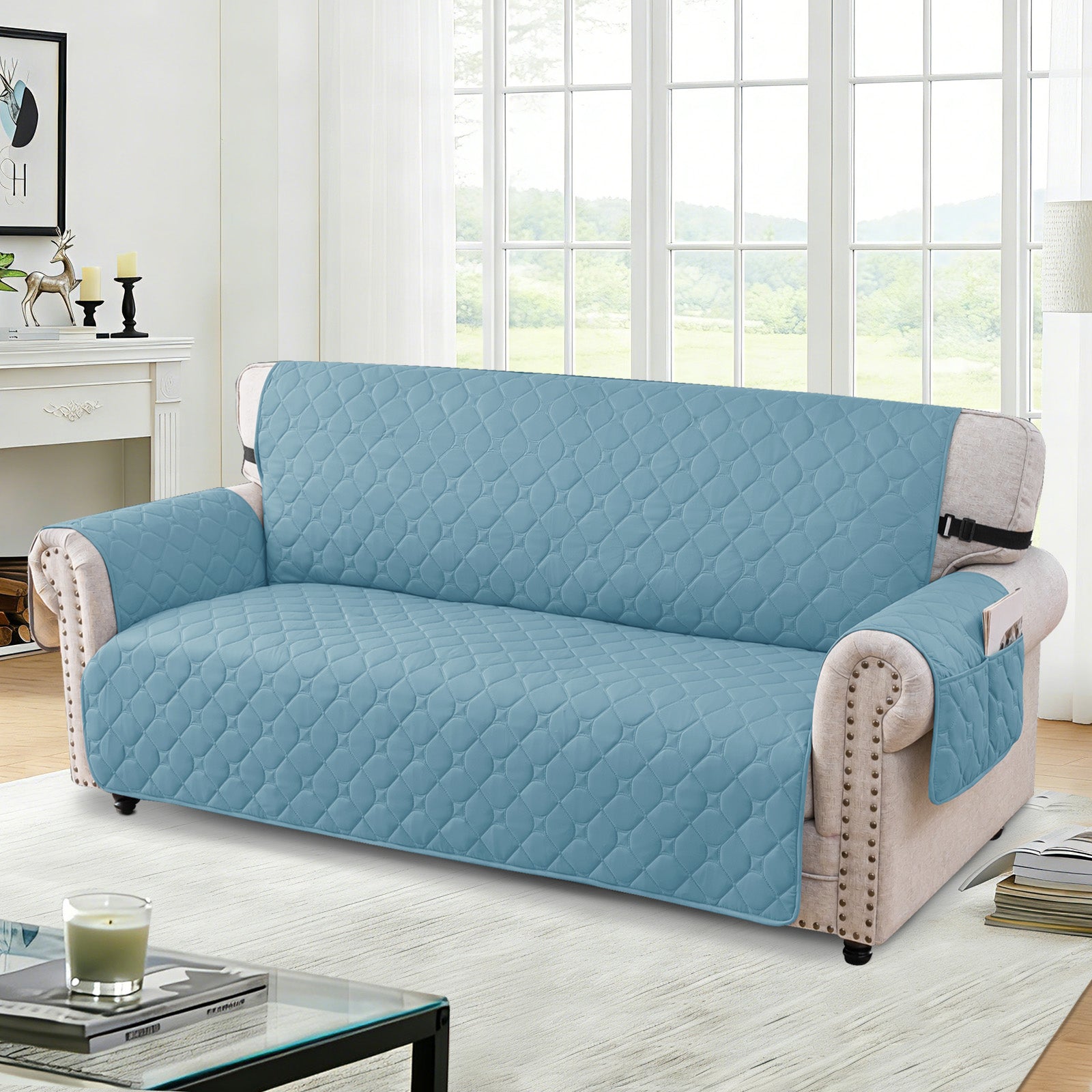 YSTYLE Waterproof 2 Seater Armchair Cover with Pockets Non Slip