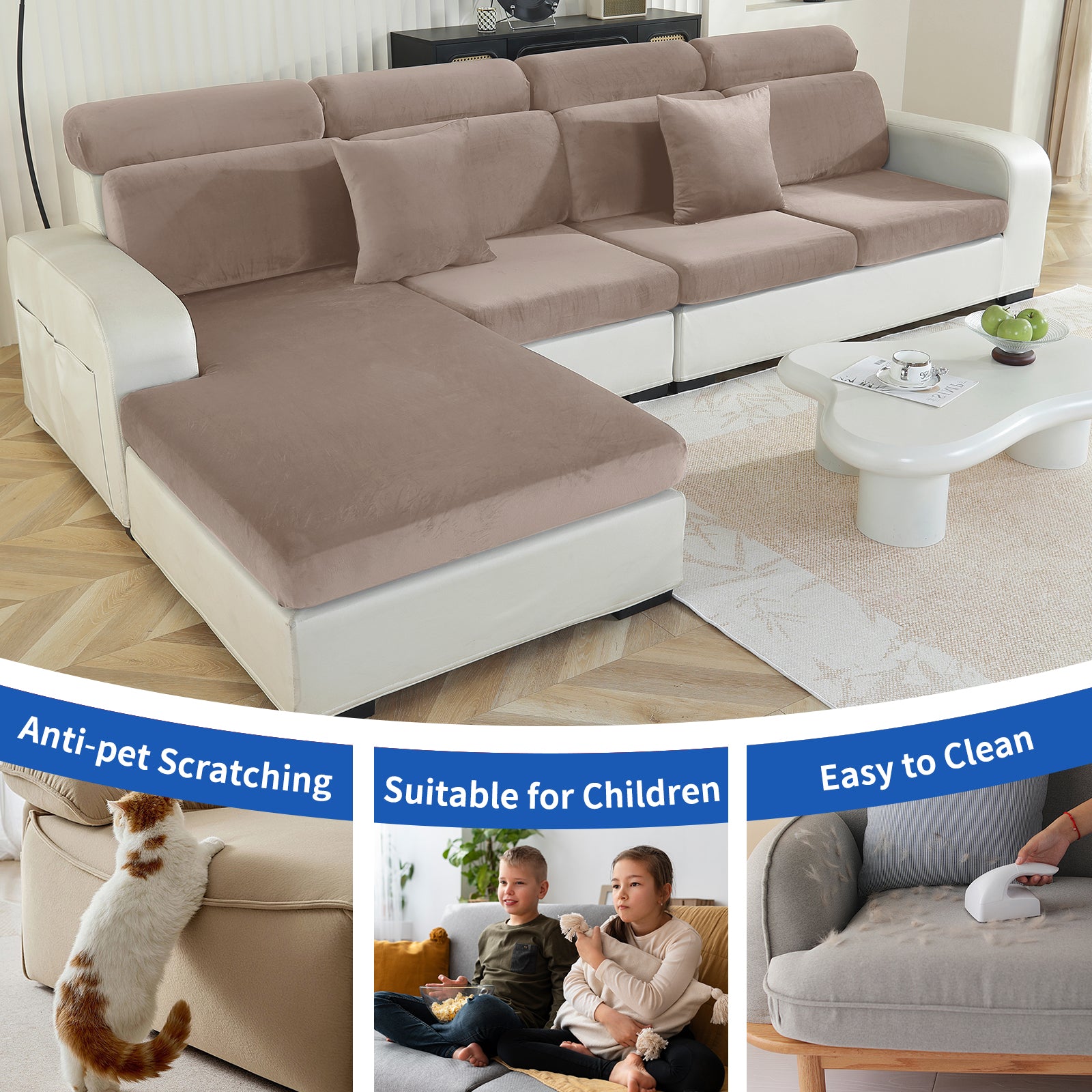 YSTYLE Samt-Stretch-Sofaschoner 2-sitzig Anti-Rutsch
