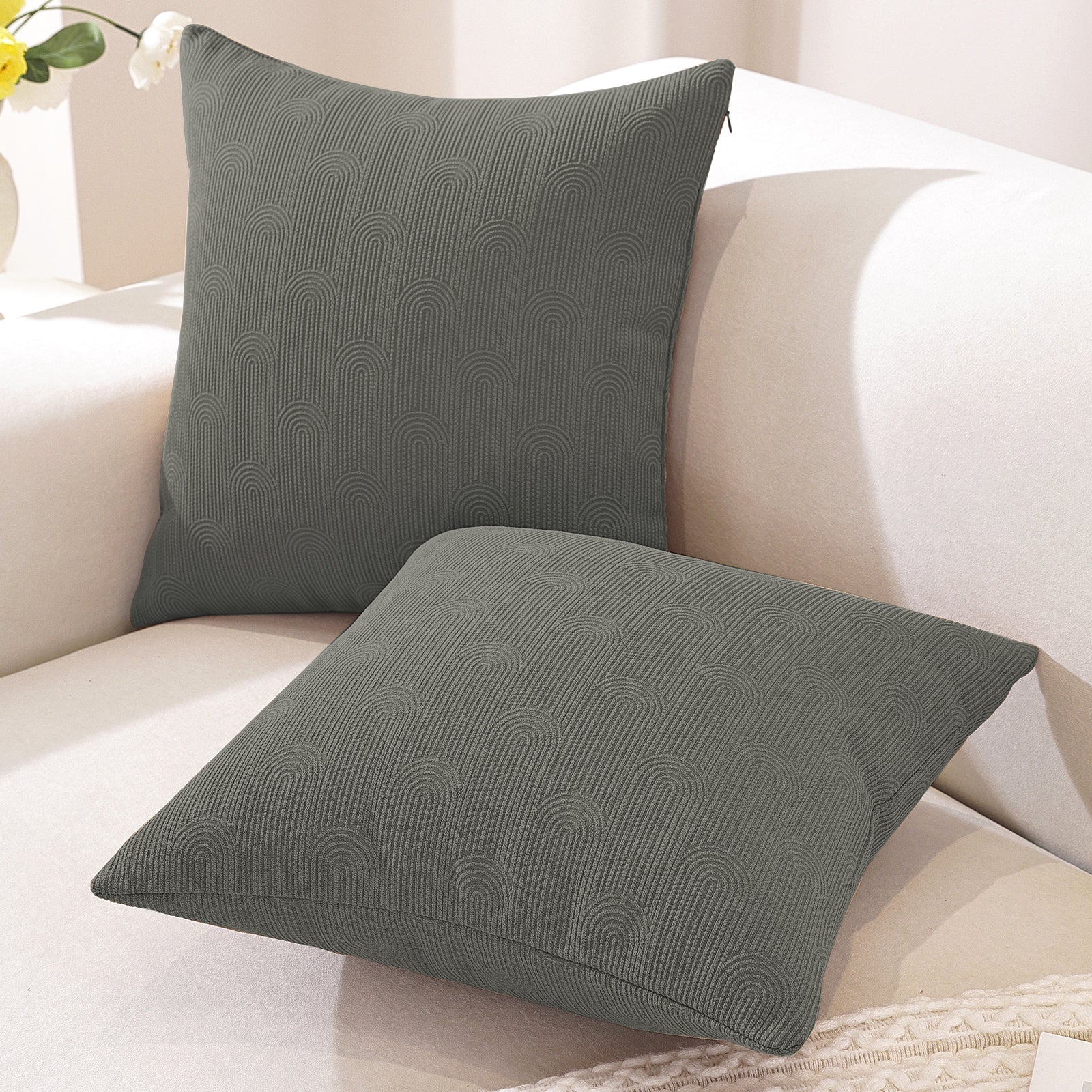 Ystyle Cushion Covers, 50 x 50 cm, Set of 2, Cushions for Sofa with Invisible Zip, Soft Cushion Cover, Modern, Washable, for Chair Bed, Living Room, Bedroom