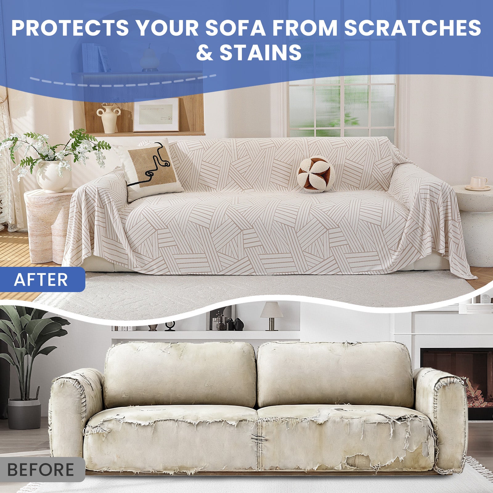 Ystyle Universal 4 Seater Sofa Cover Throw 200x380cm Cationic Fabric-YSTYLE