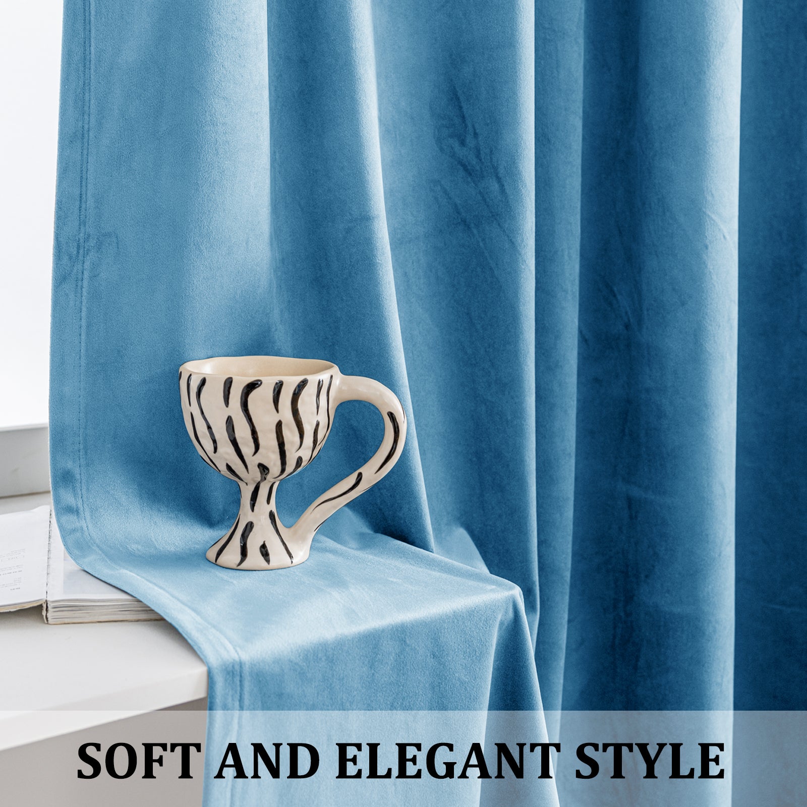 YSTYLE 2 Pieces Velvet Blackout Curtains Thermal Insulated-YSTYLE