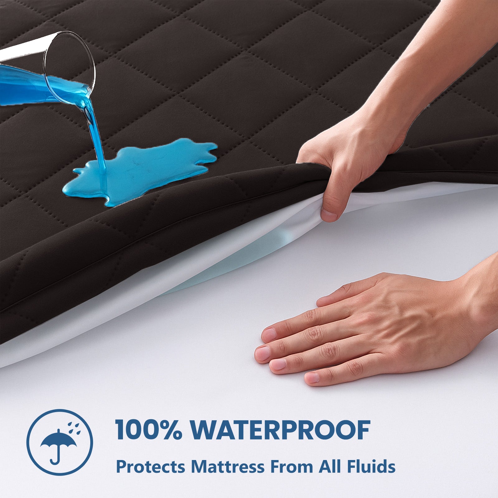 Waterproof Quilted Mattress Protector with Deep Pocket Elastic Fit