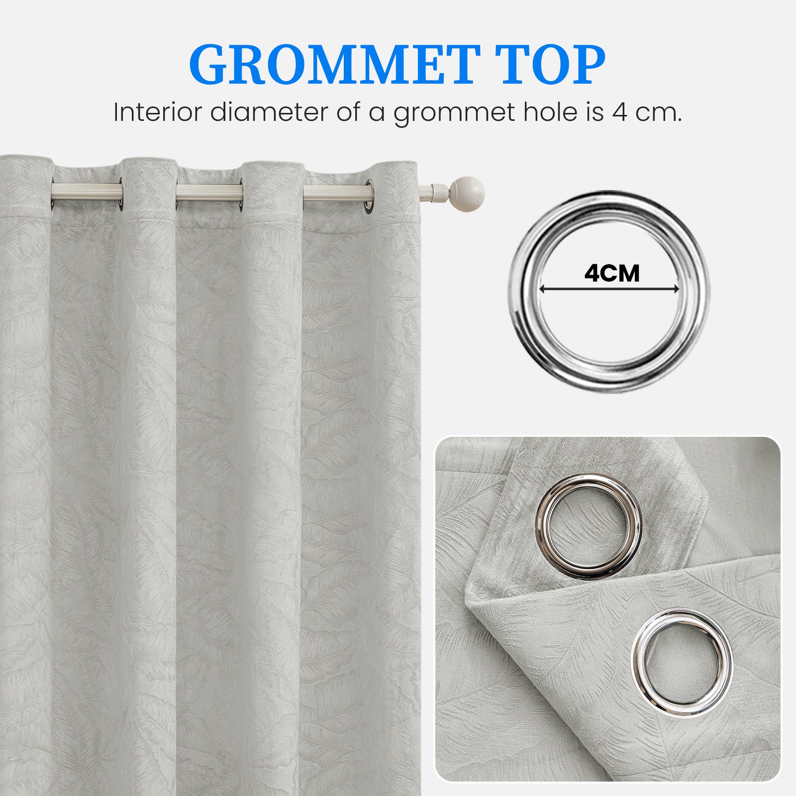 2 Pieces rideaux opacifiants with Stainless Steel Eyelets thermique Polyester Panels