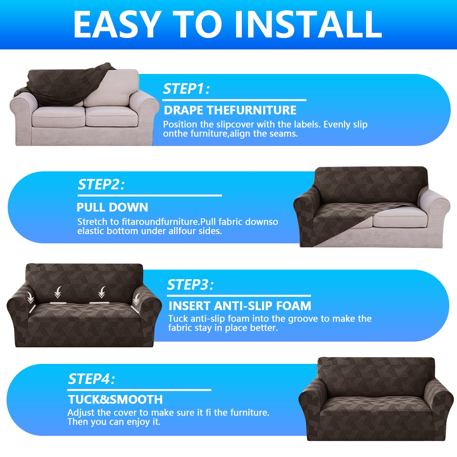 Ystyle Stretch 4 Seater Sofa Cover Super Elastic and Anti Slip-YSTYLE