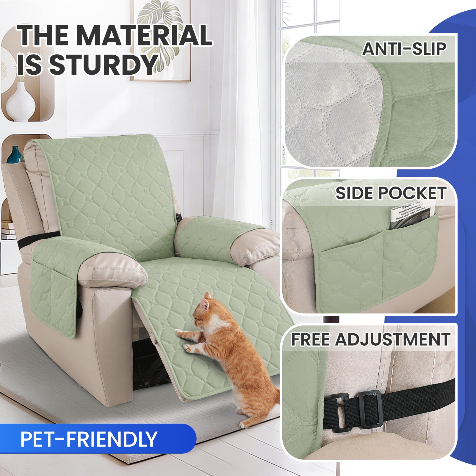 YSTYLE imperméable Recliner Armchair couverture with accoudoirs 1 Seater
