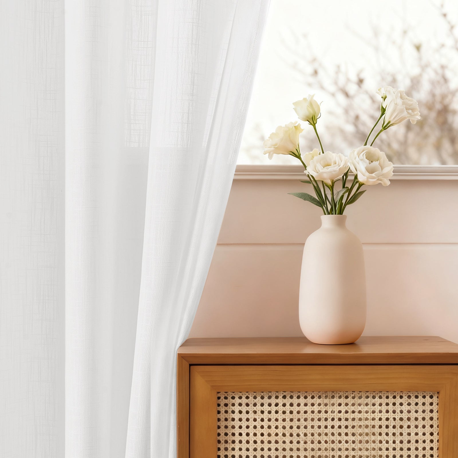 YSTYLE 2 Pieces Linen Look Voile Curtains Eyelets-YSTYLE