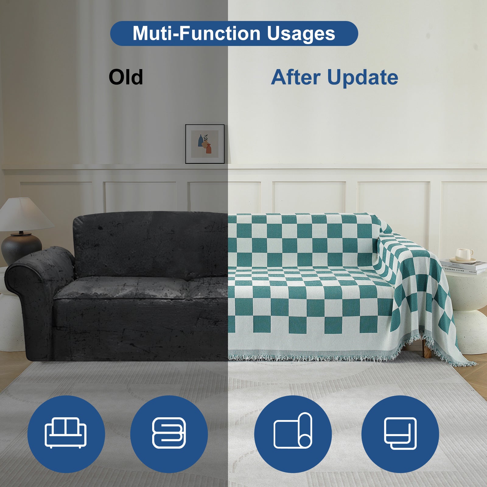 YSTYLE coperta per divano 1 posto 180x230cm resistente alle macchie