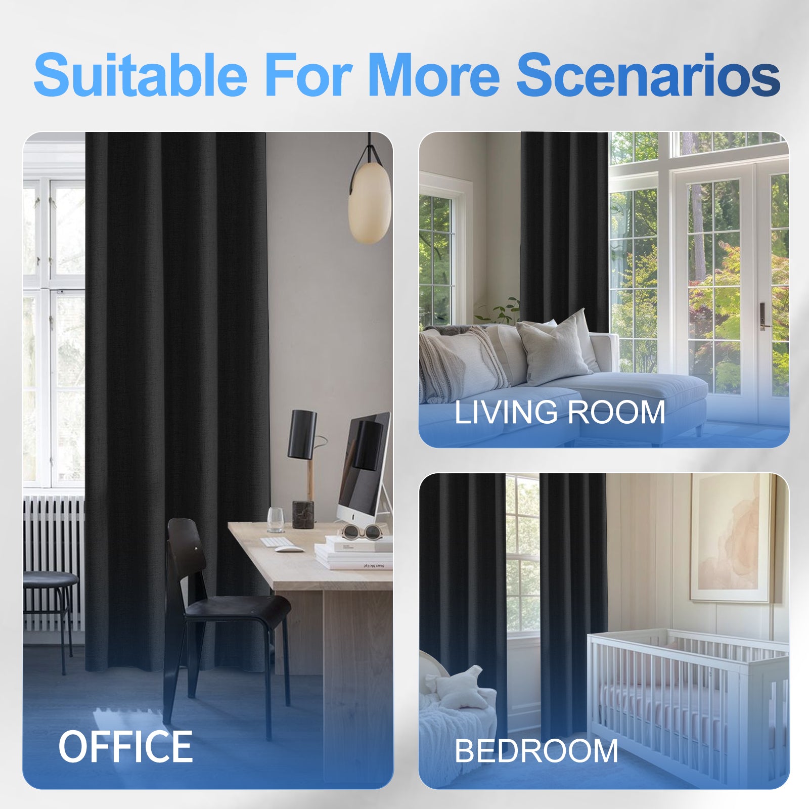 2 Pieces 100% Blackout Linen Curtains 140x175 cm Thermal