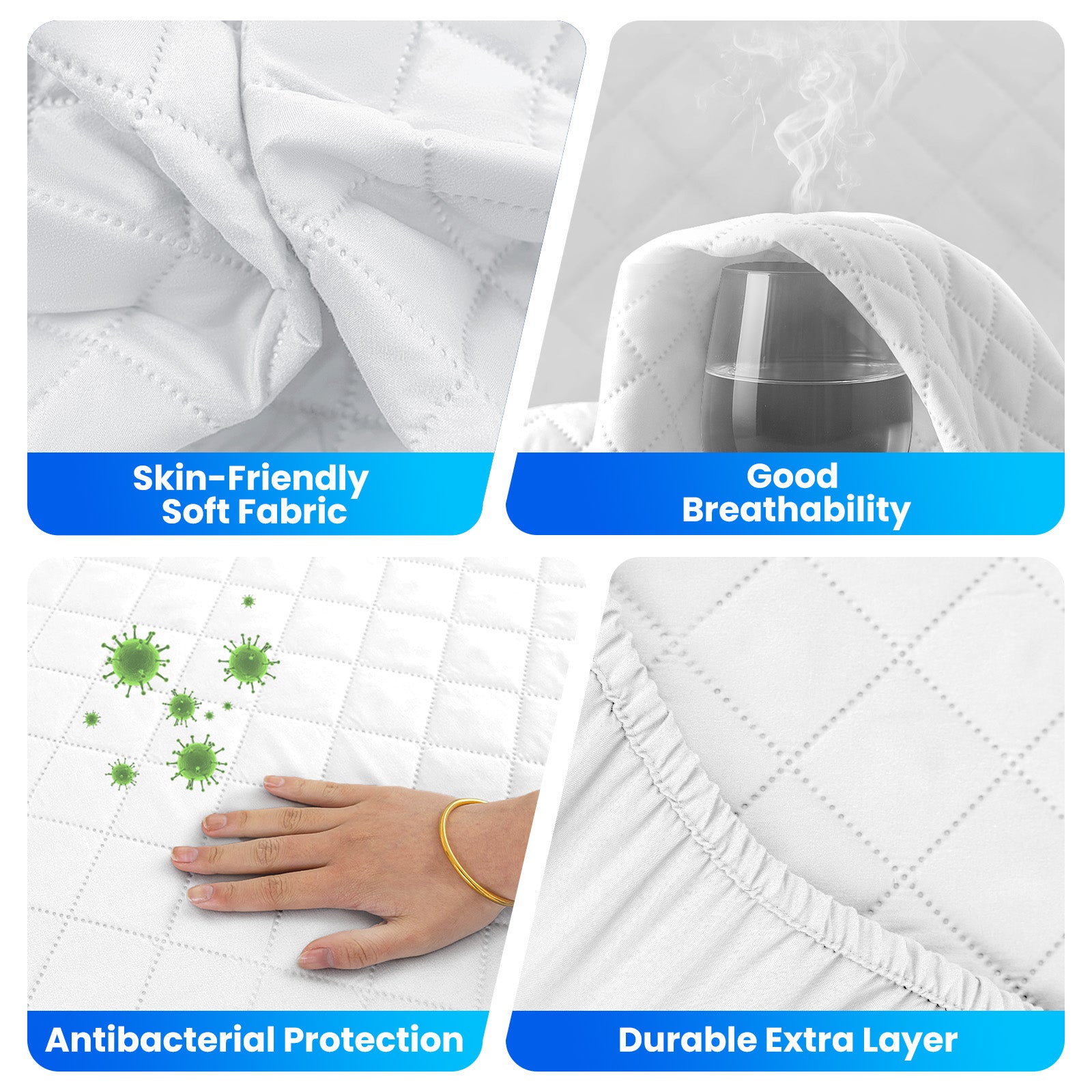 Waterproof Mattress Protector 90x190cm with Deep Pocket