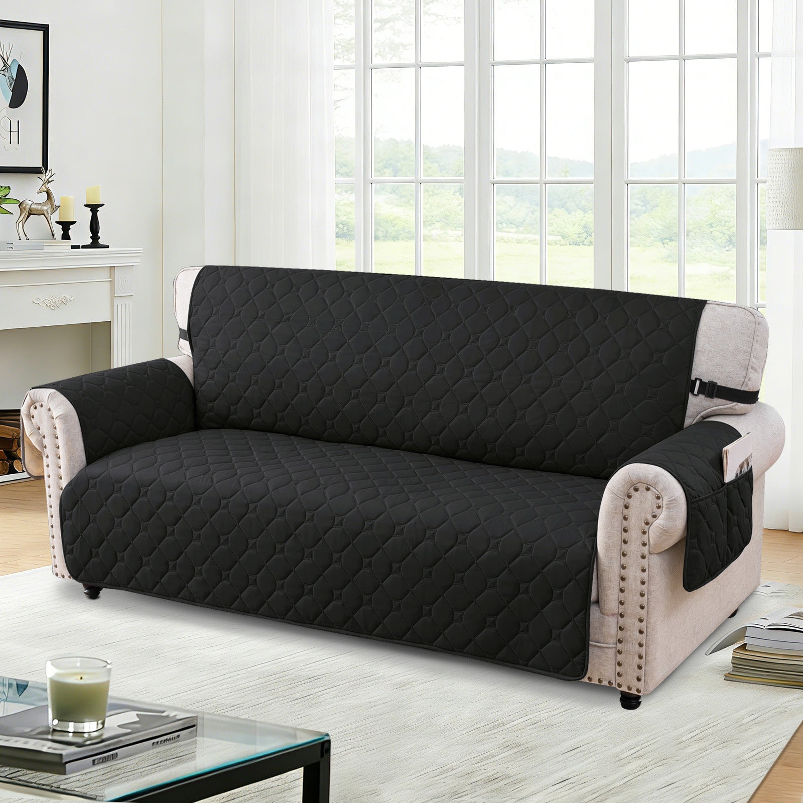 YSTYLE Waterproof 2 Seater Armchair Cover with Pockets Non Slip